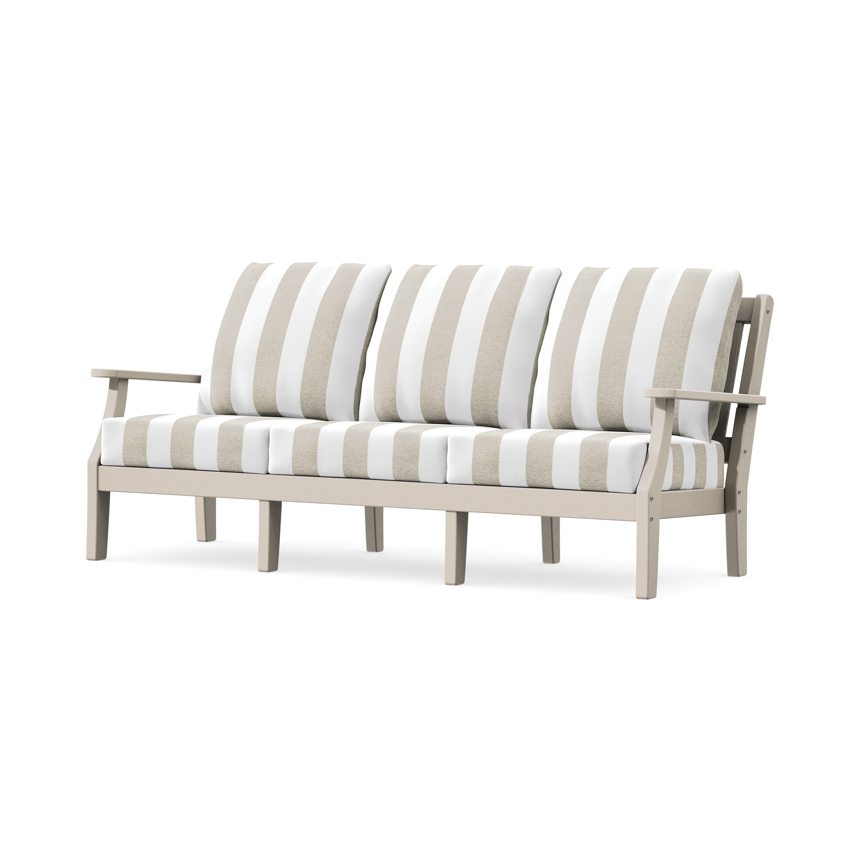 Chinoiserie Deep Seating Sofa in Sand / Cabana Stripe Dune Burlap