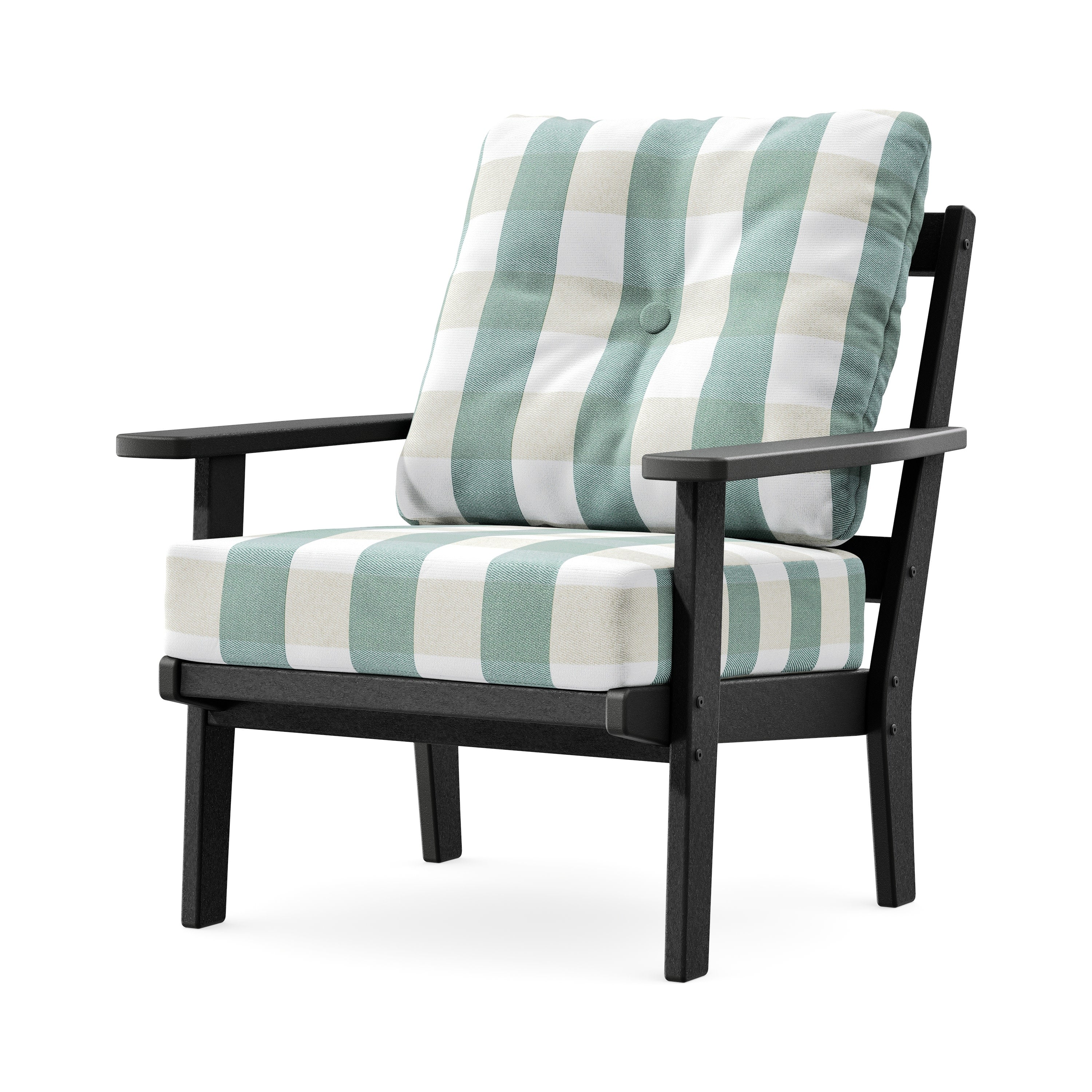 Prairie Deep Seating Chair in Black / Buffalo Plaid Glacier Spa