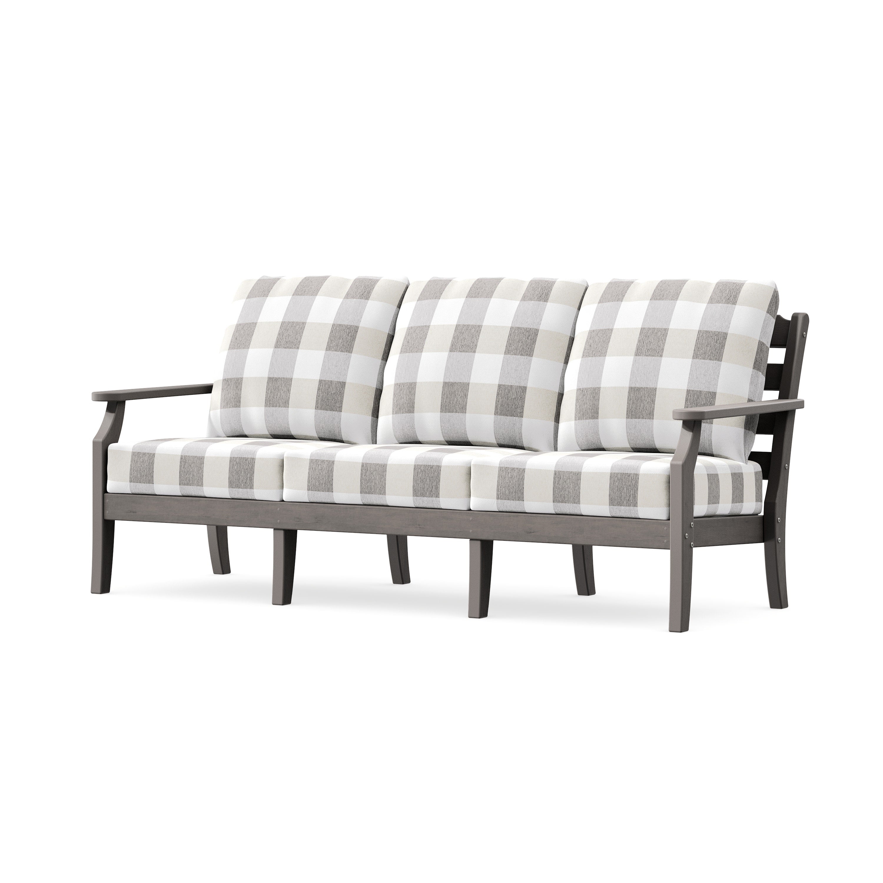 Savannah Deep Seating Sofa in Driftwood / Buffalo Plaid Grey Mist