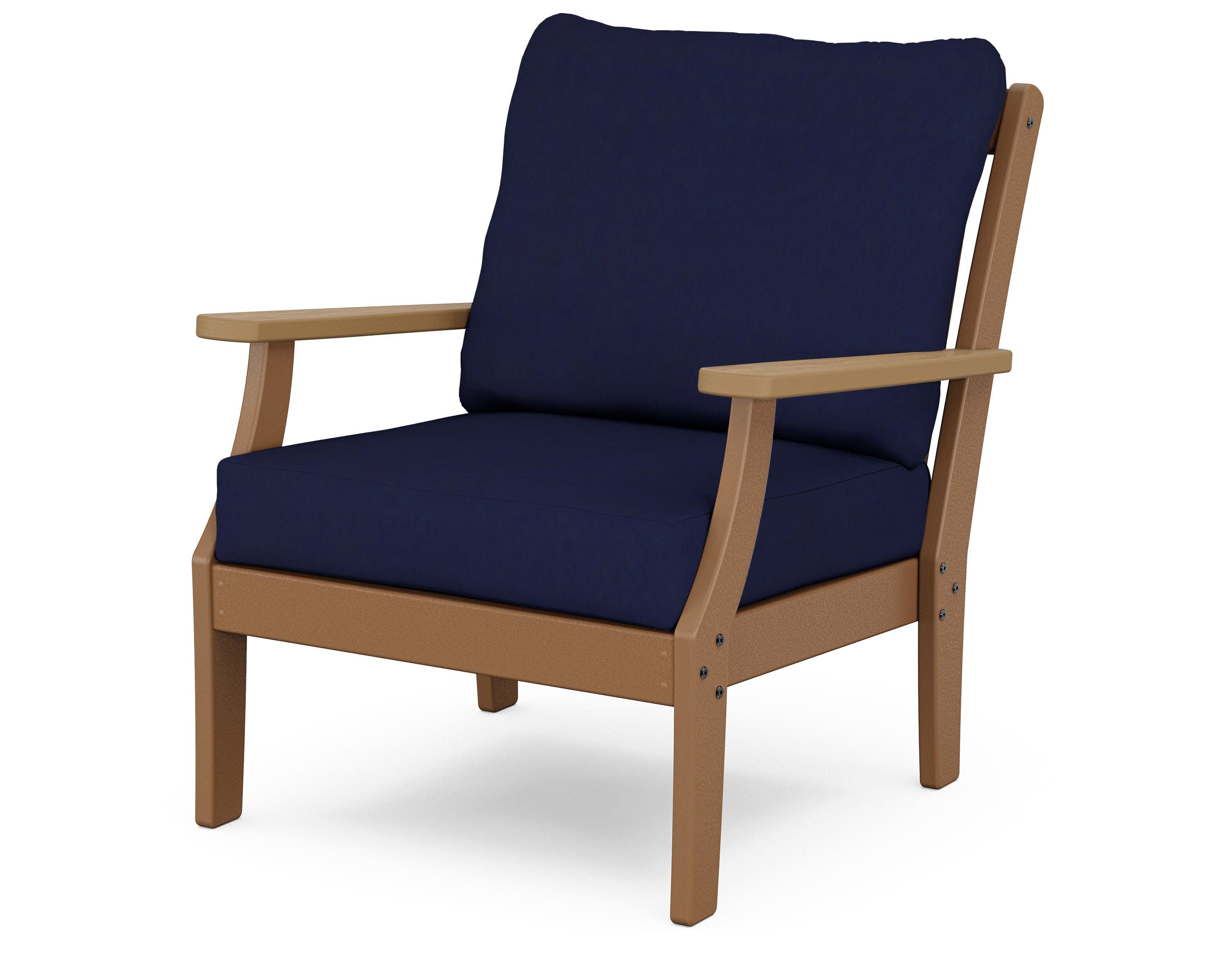 Braxton Deep Seating Chair in Teak / Natural / Navy