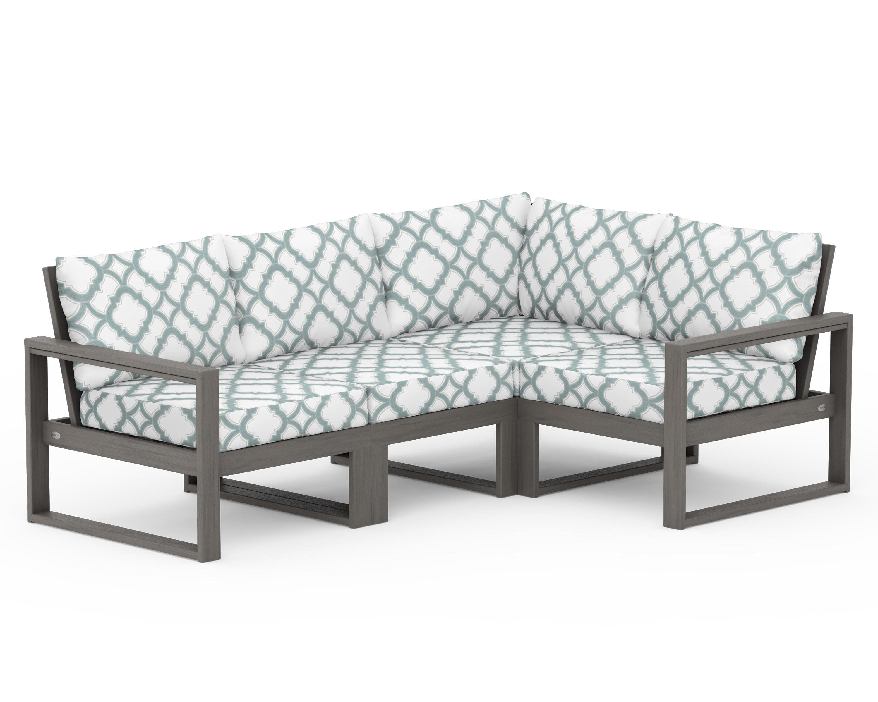EDGE 4-Piece Modular Deep Seating Set in Driftwood / Trellis Glacier Spa