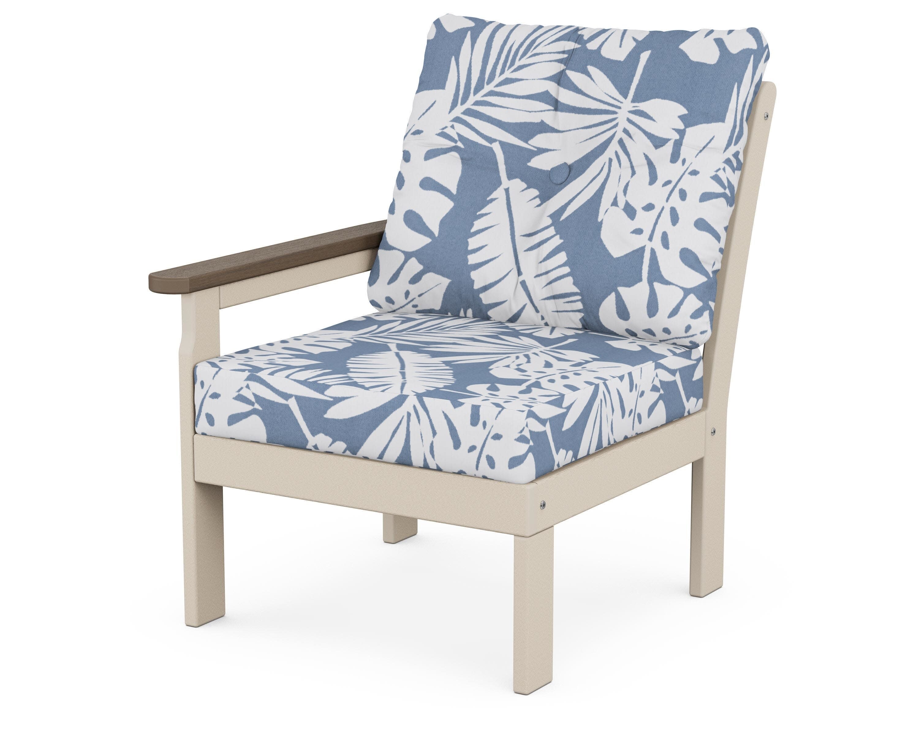 Vineyard Modular Left Arm Chair in Sand / Kona / Leaf Sky Blue