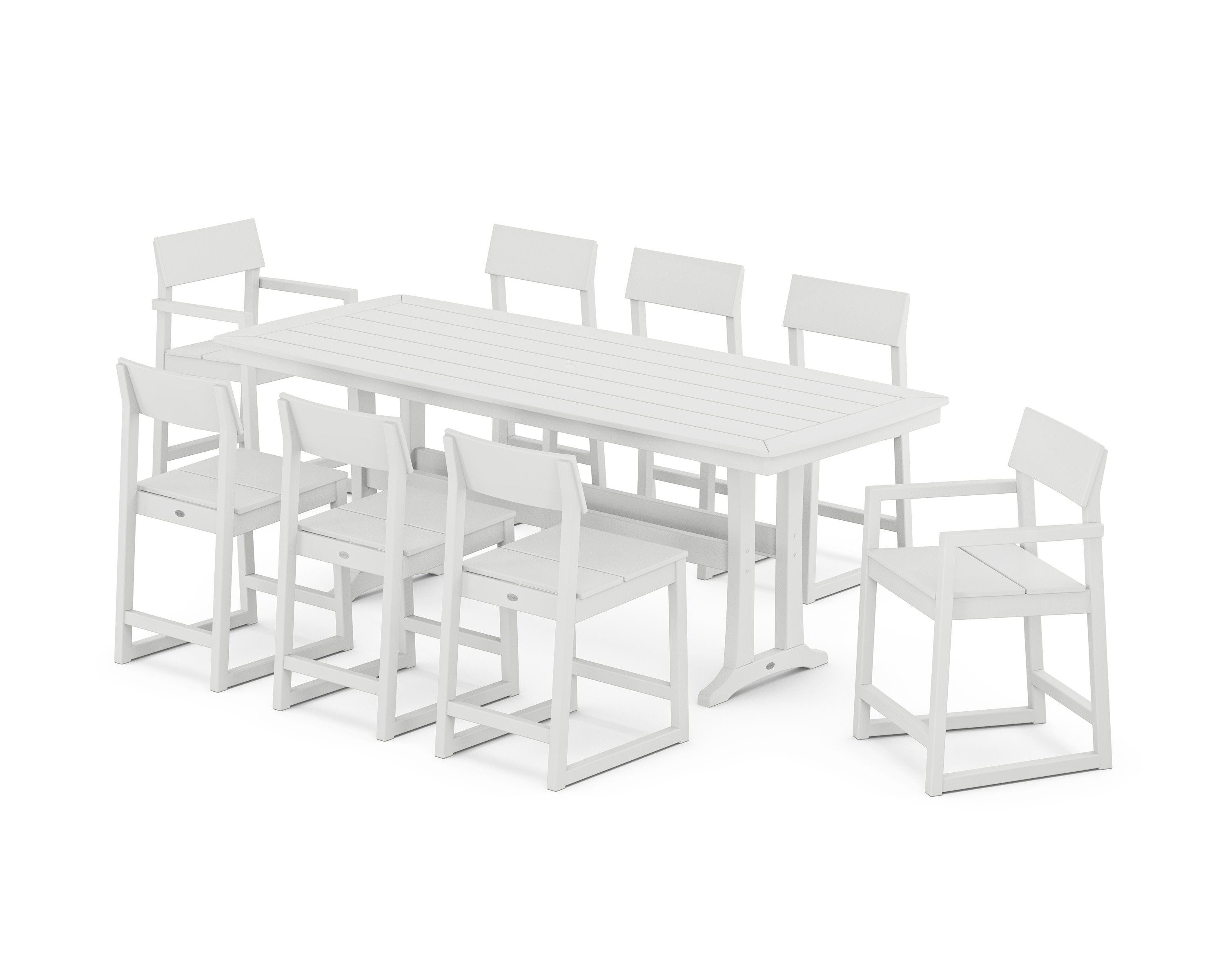 EDGE 9-Piece Counter Set with Trestle Legs in White