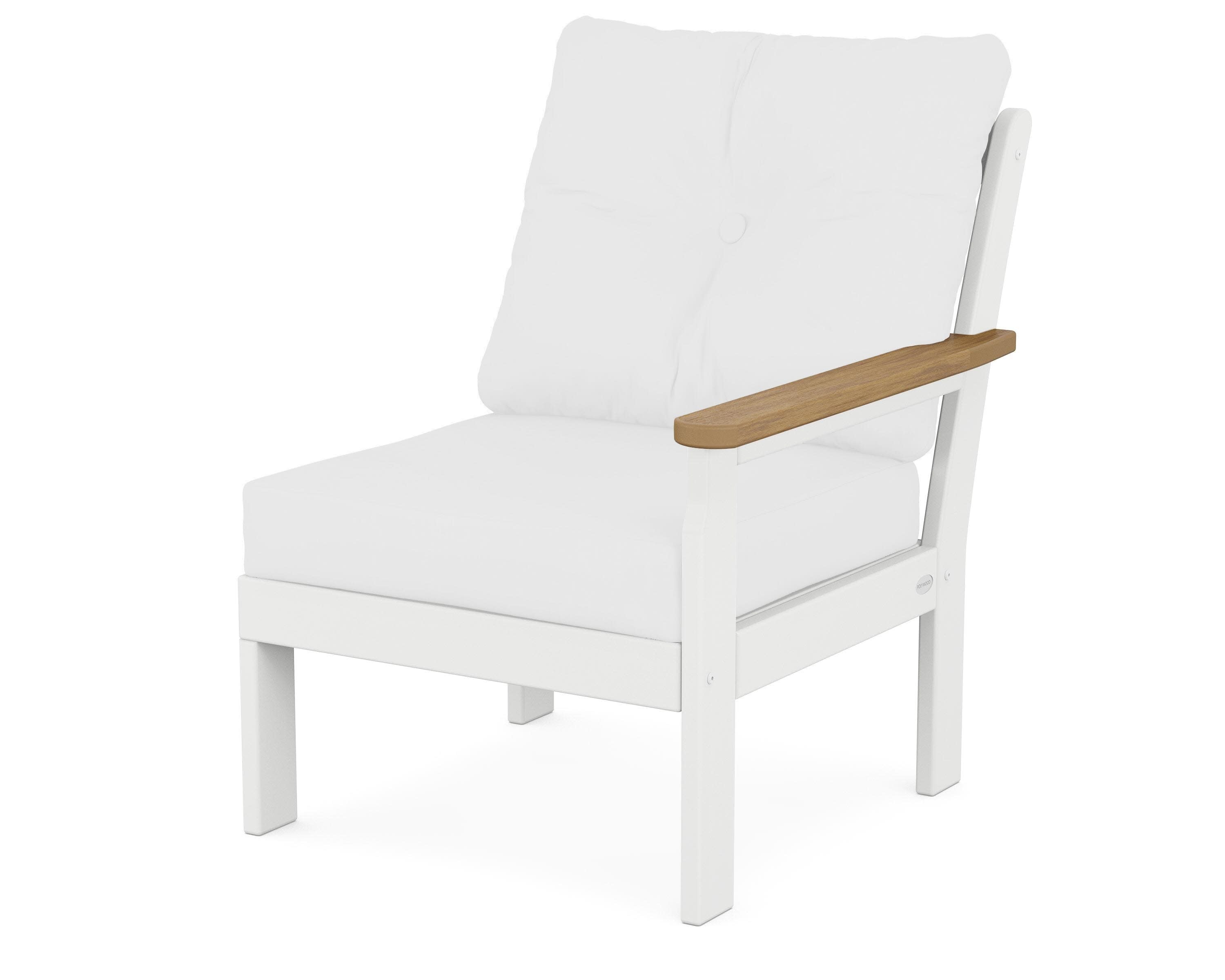 Vineyard Modular Right Arm Chair in White / Natural / Natural