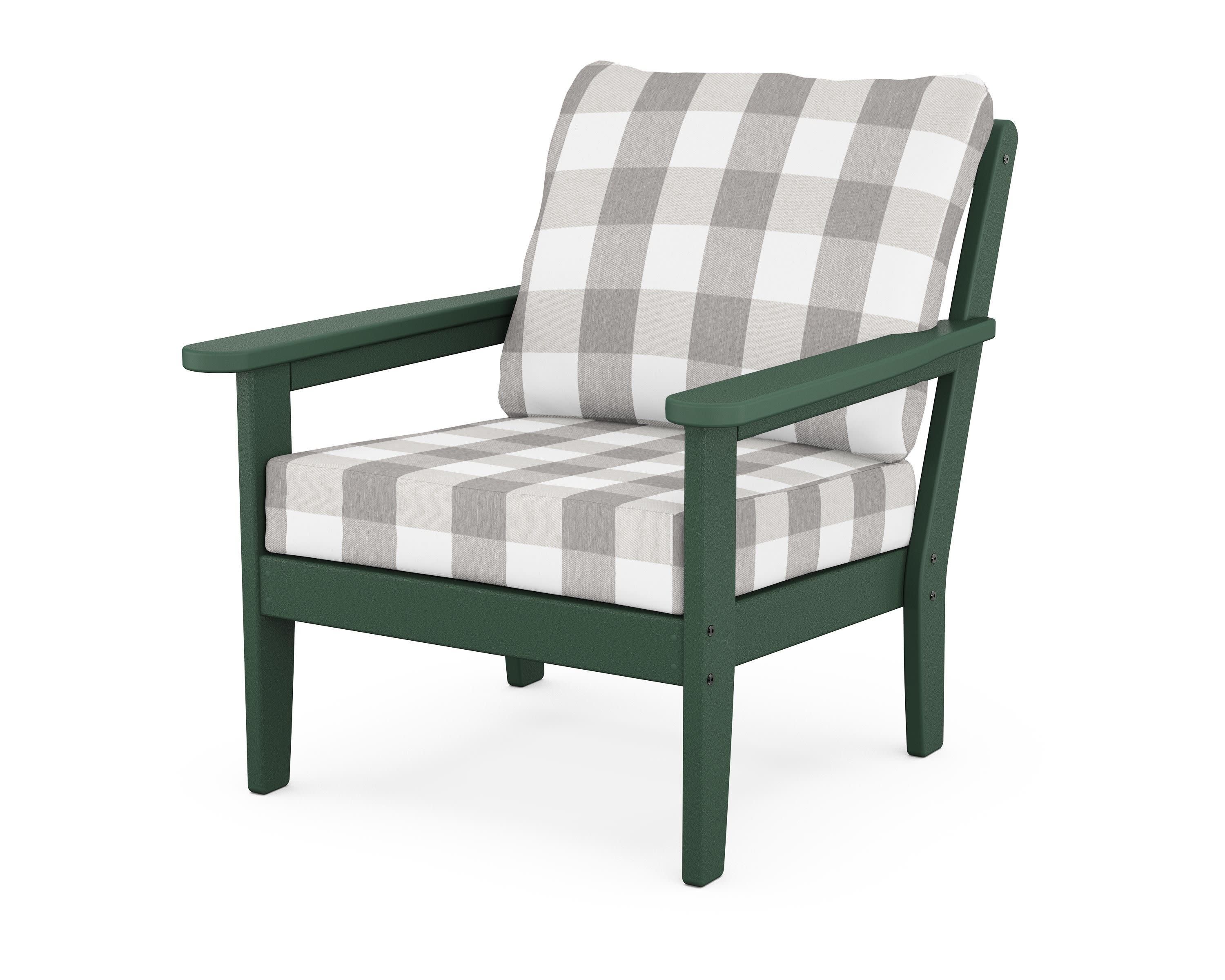 Cottage Deep Seating Chair in Green / Buffalo Plaid Grey Mist