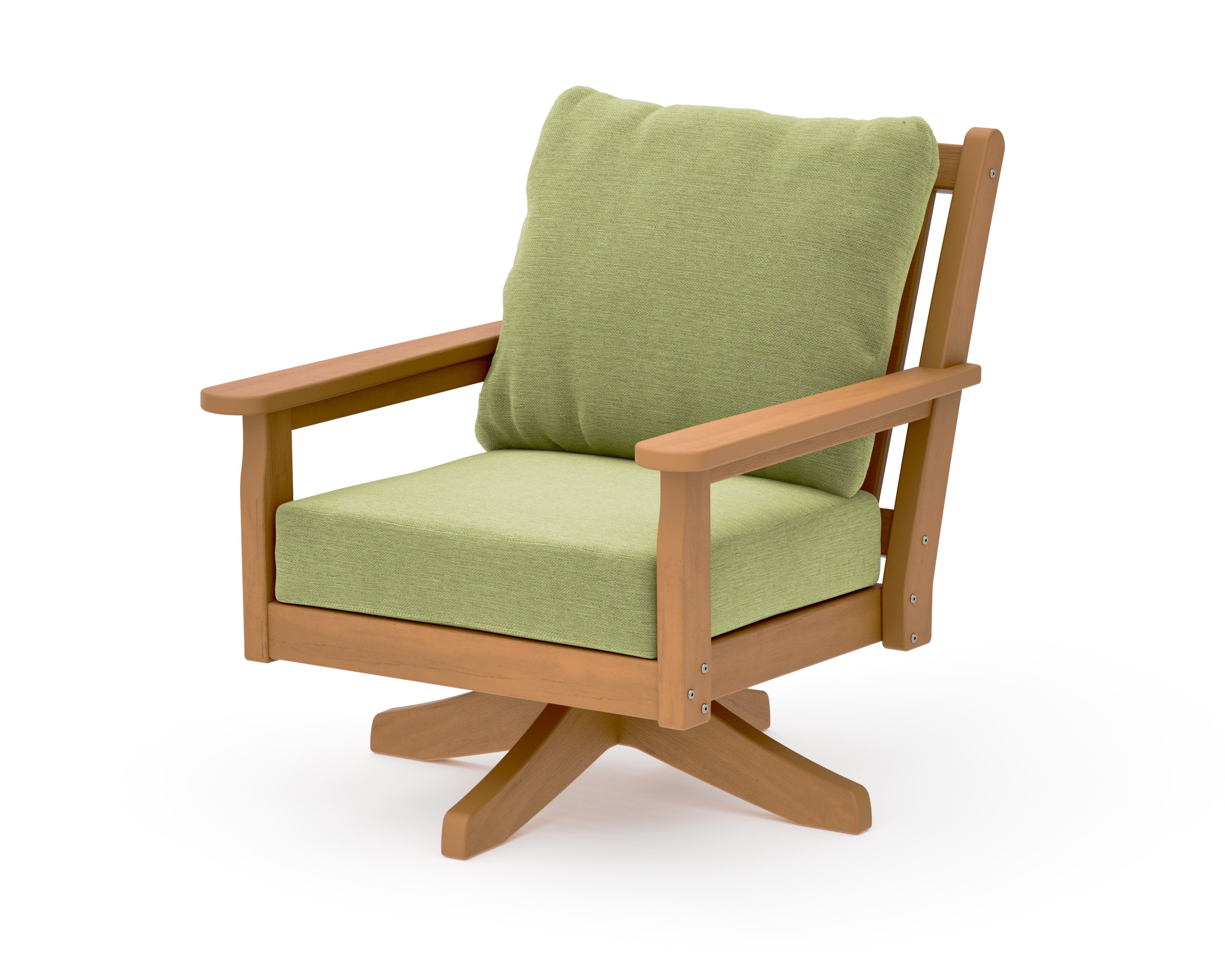 Chippendale Deep Seating Swivel Chair in Natural / Chartreuse Boucle