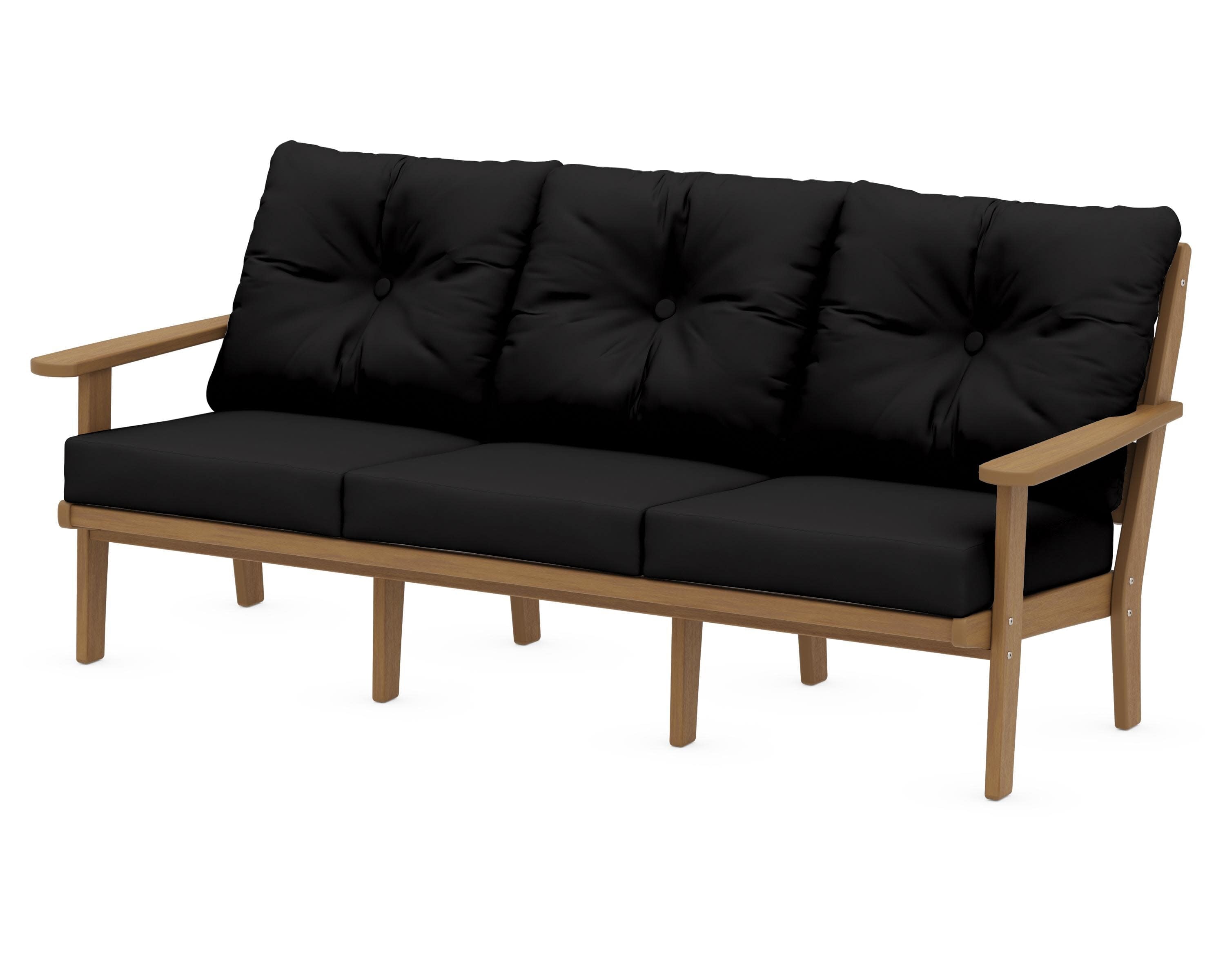 Lakeside Deep Seating Sofa in Natural / Canvas Black