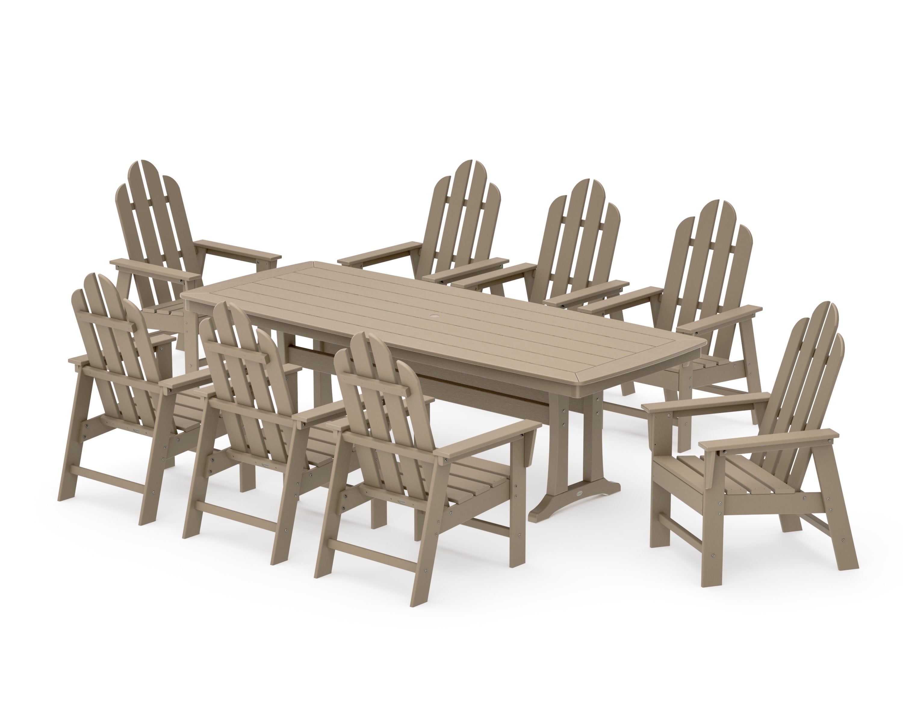 Long Island 9-Piece Dining Set with Trestle Legs in Vintage Sahara