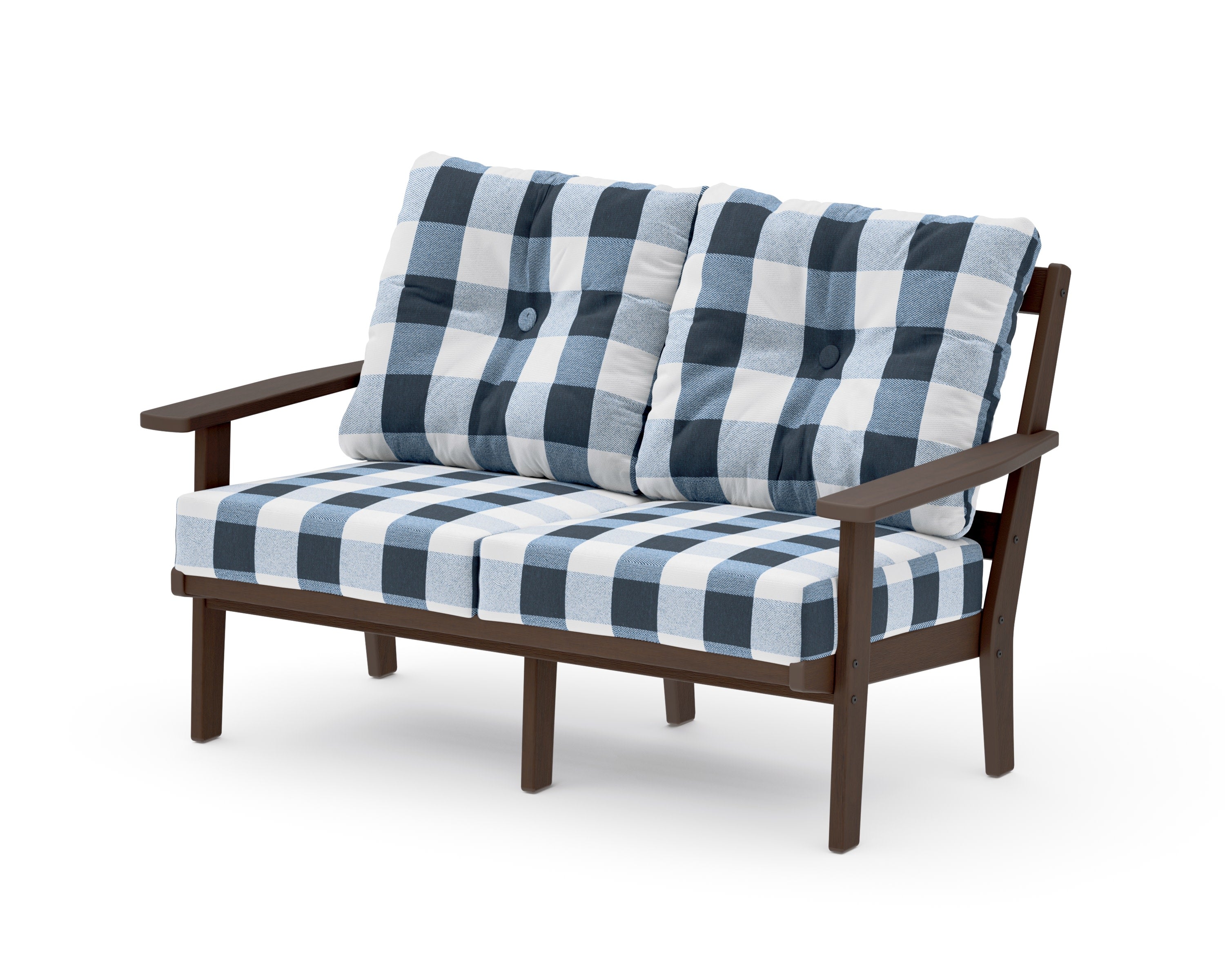Oxford Deep SeatingLoveseat in Kona / Buffalo Plaid Marine Indigo