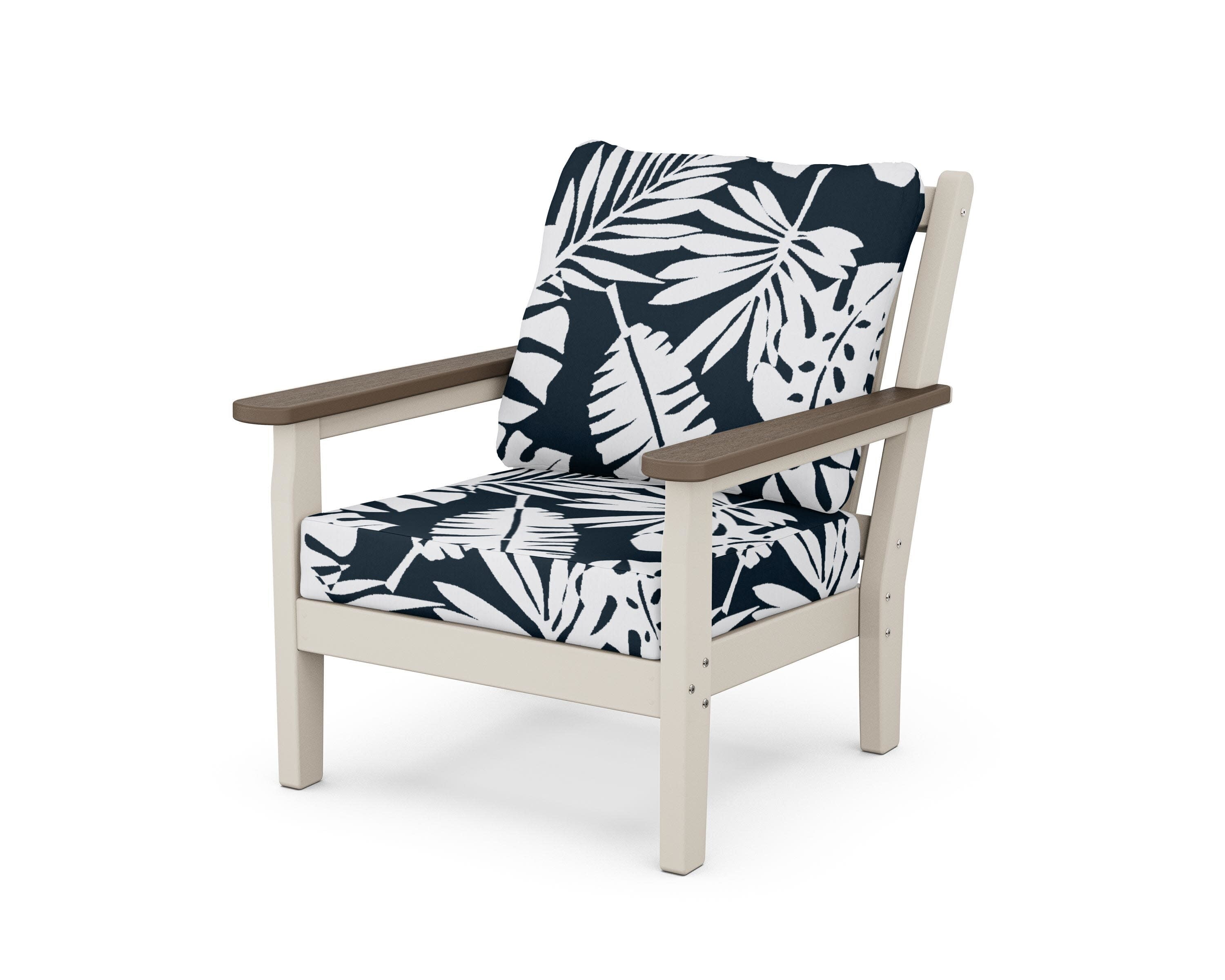 Chippendale Deep Seating Chair in Sand / Kona / Leaf Marine Indigo