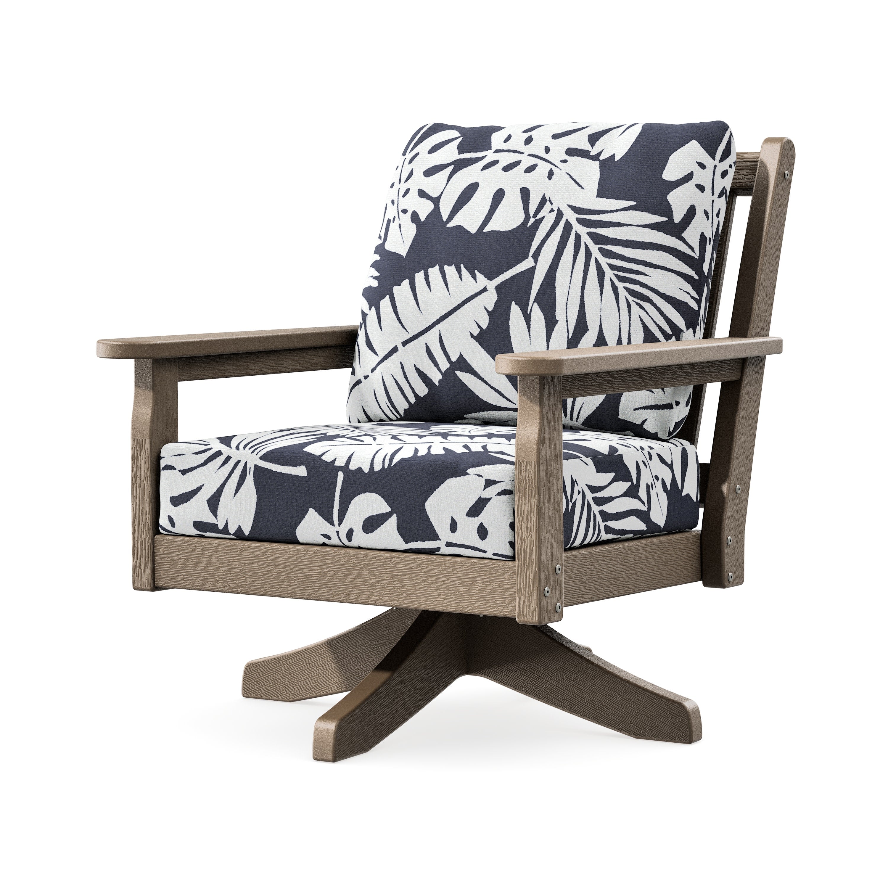 Chippendale Deep Seating Swivel Chair in Vintage Sahara / Leaf Navy