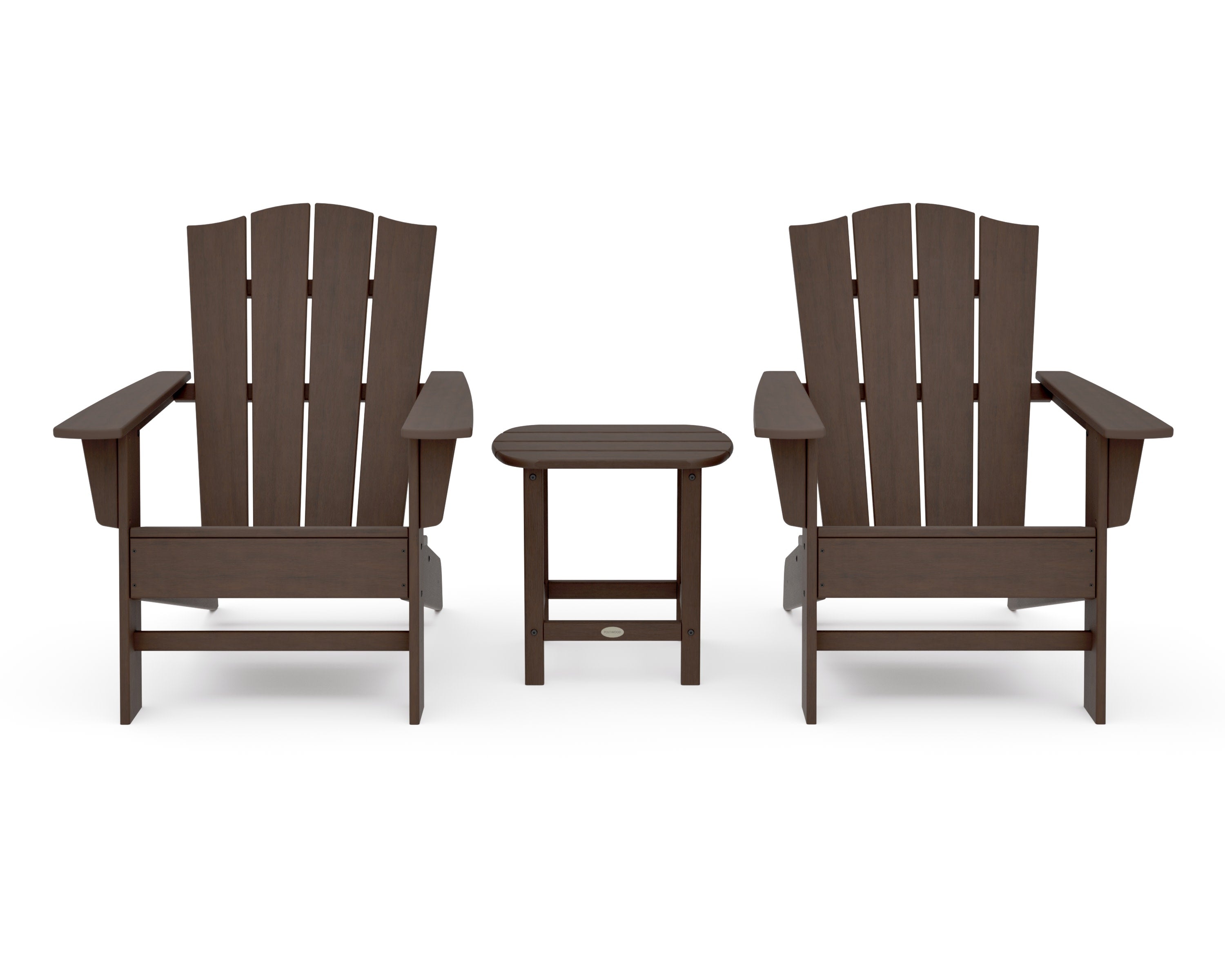 Wave 3-Piece Adirondack Chair Set with The Crest Chairs in Kona