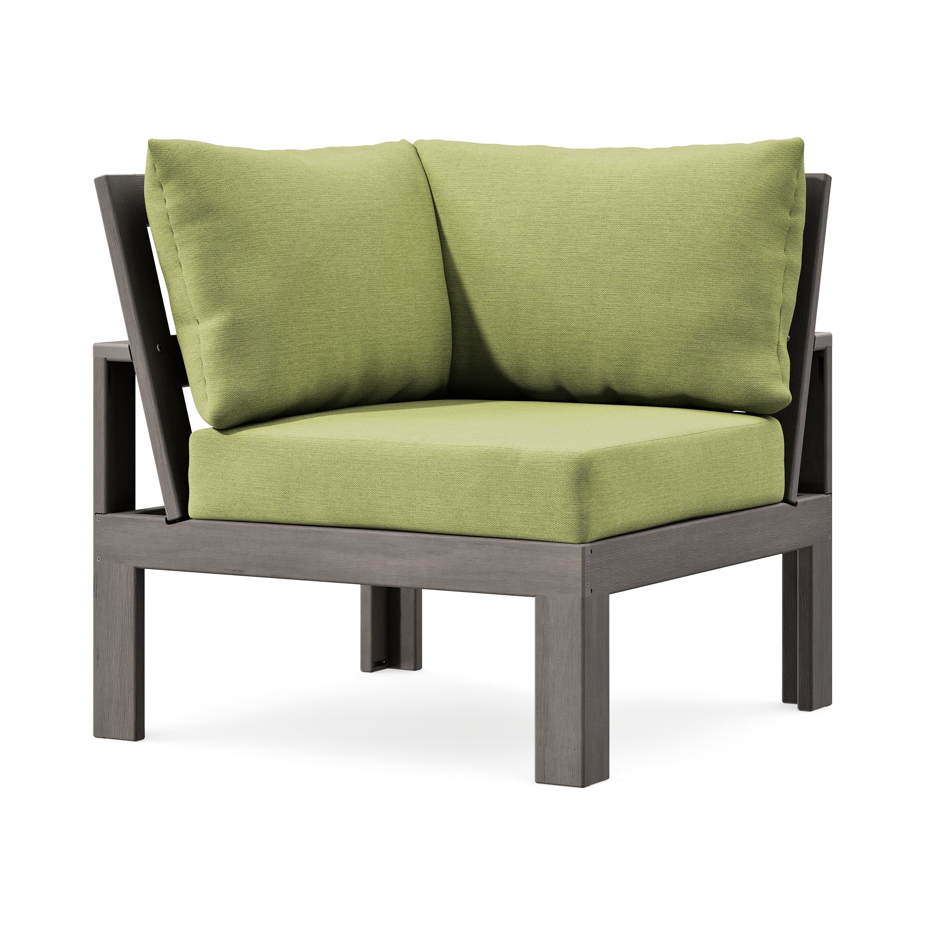 Modular Corner Chair in Driftwood / Chartreuse Boucle