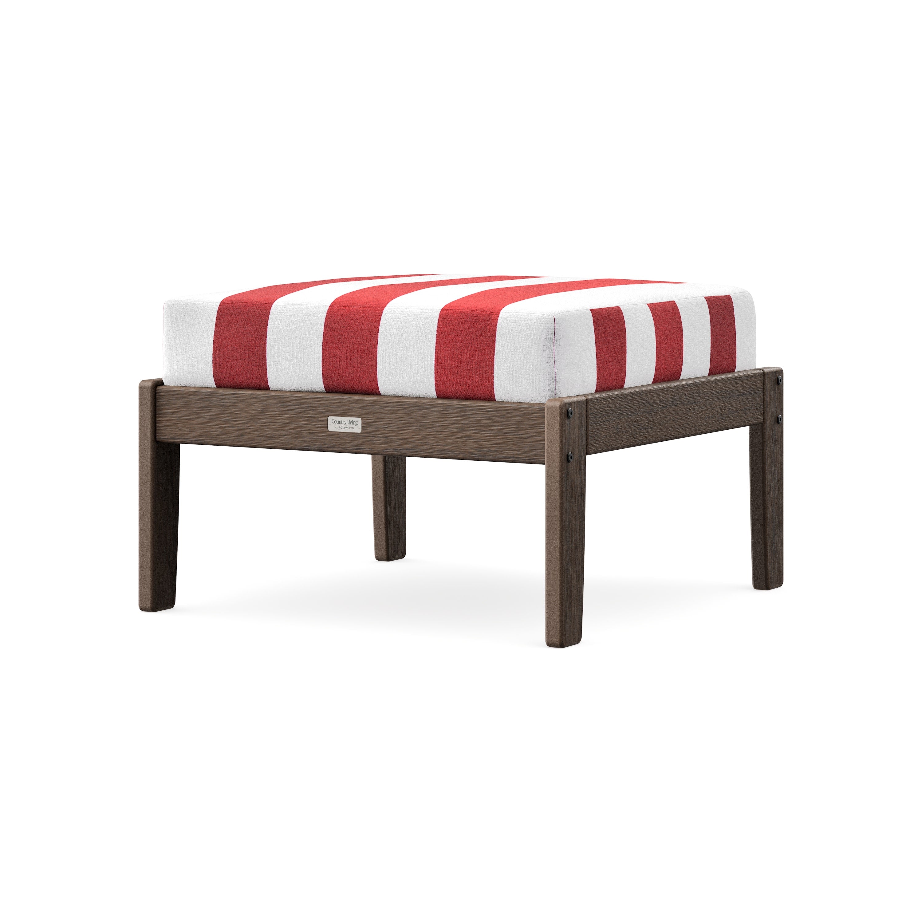 Cottage Deep Seating Ottoman in Kona / Cabana Stripe Crimson