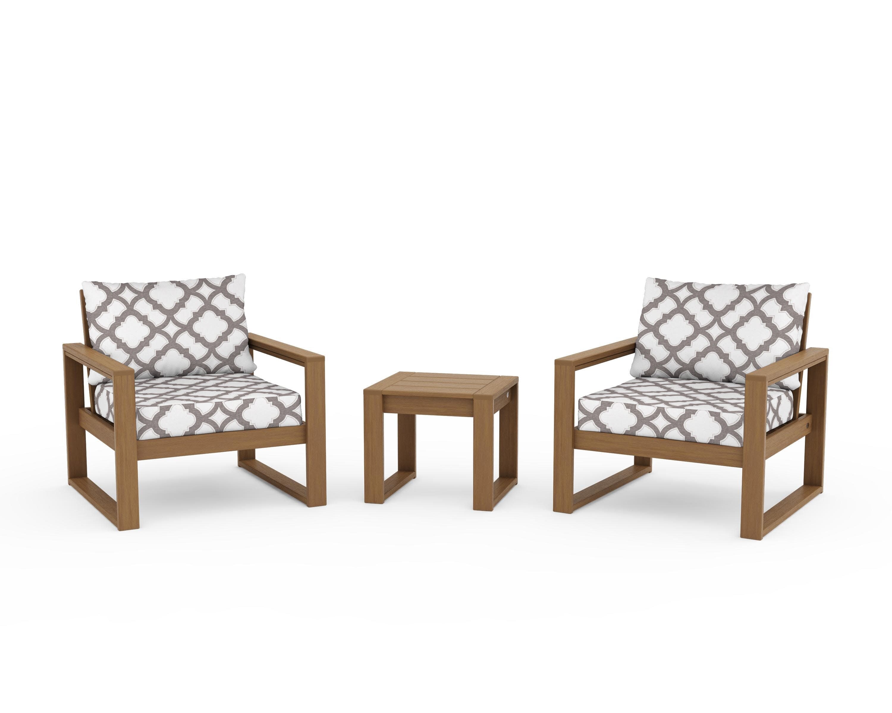 EDGE Sectional 3-Piece Deep Seating Set in Natural / Trellis Grey Mist