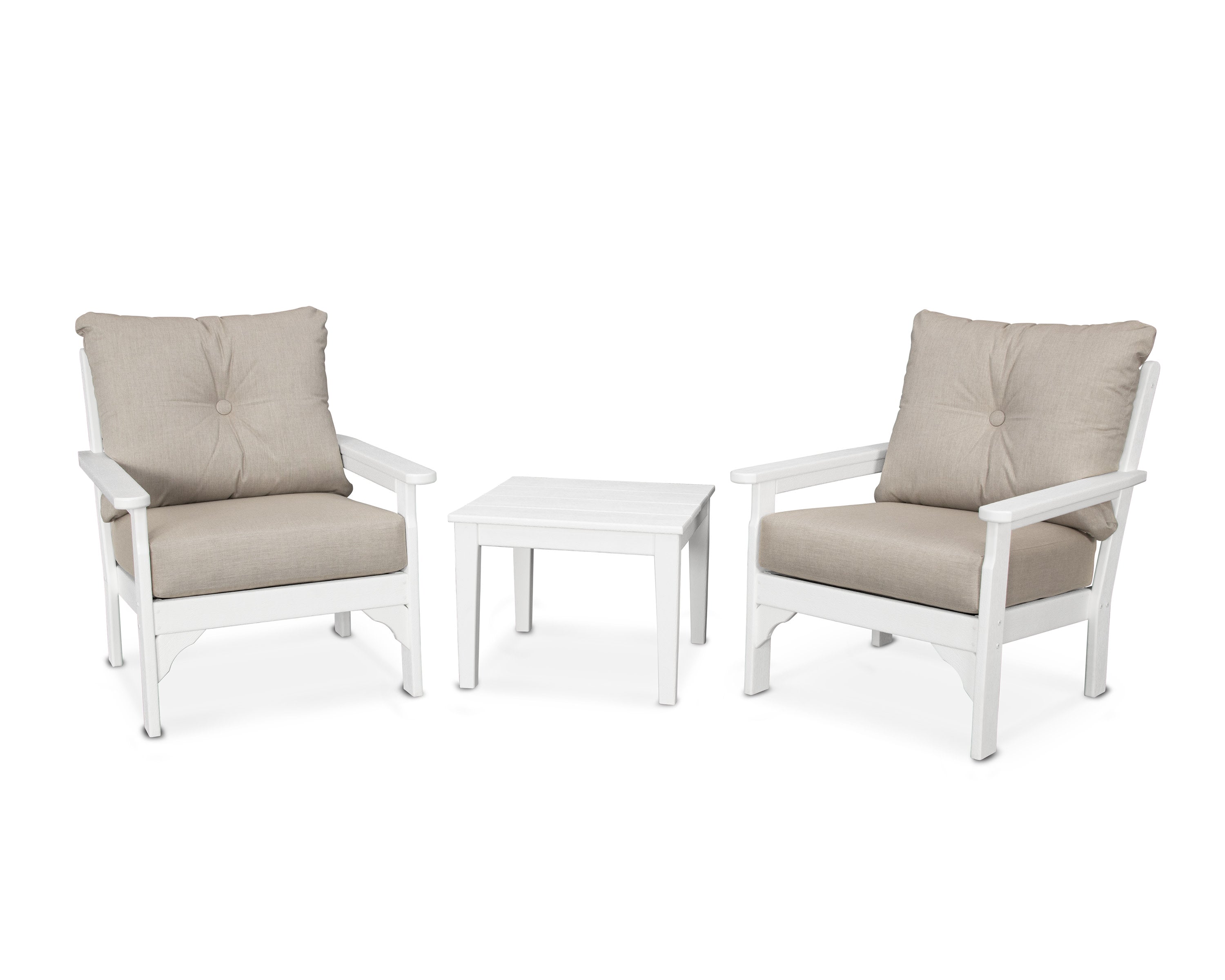 Vineyard 3-Piece Deep Seating Set in Vintage White / Cast Ash