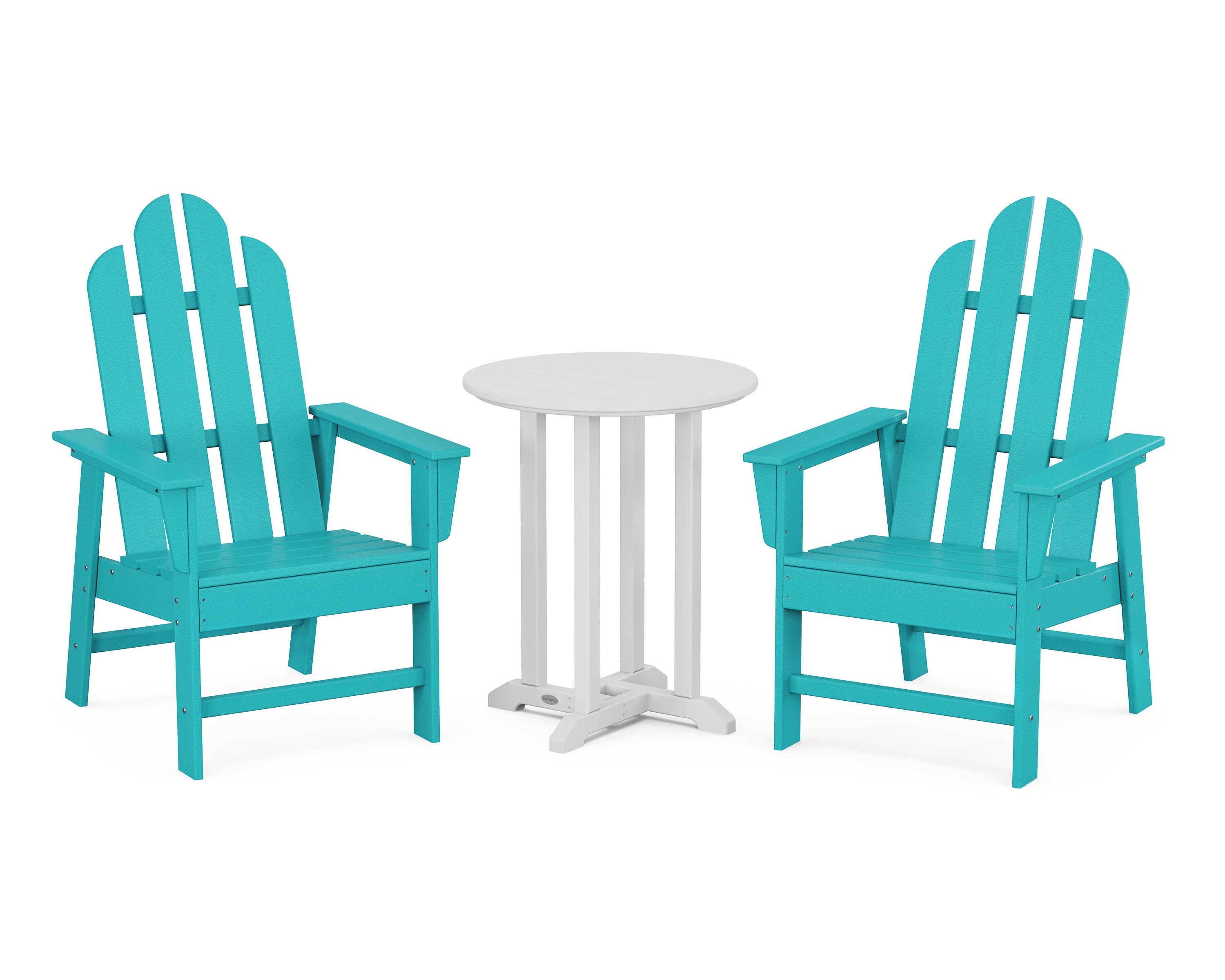 Long Island 3-Piece Round Bistro Dining Set in Aruba / White