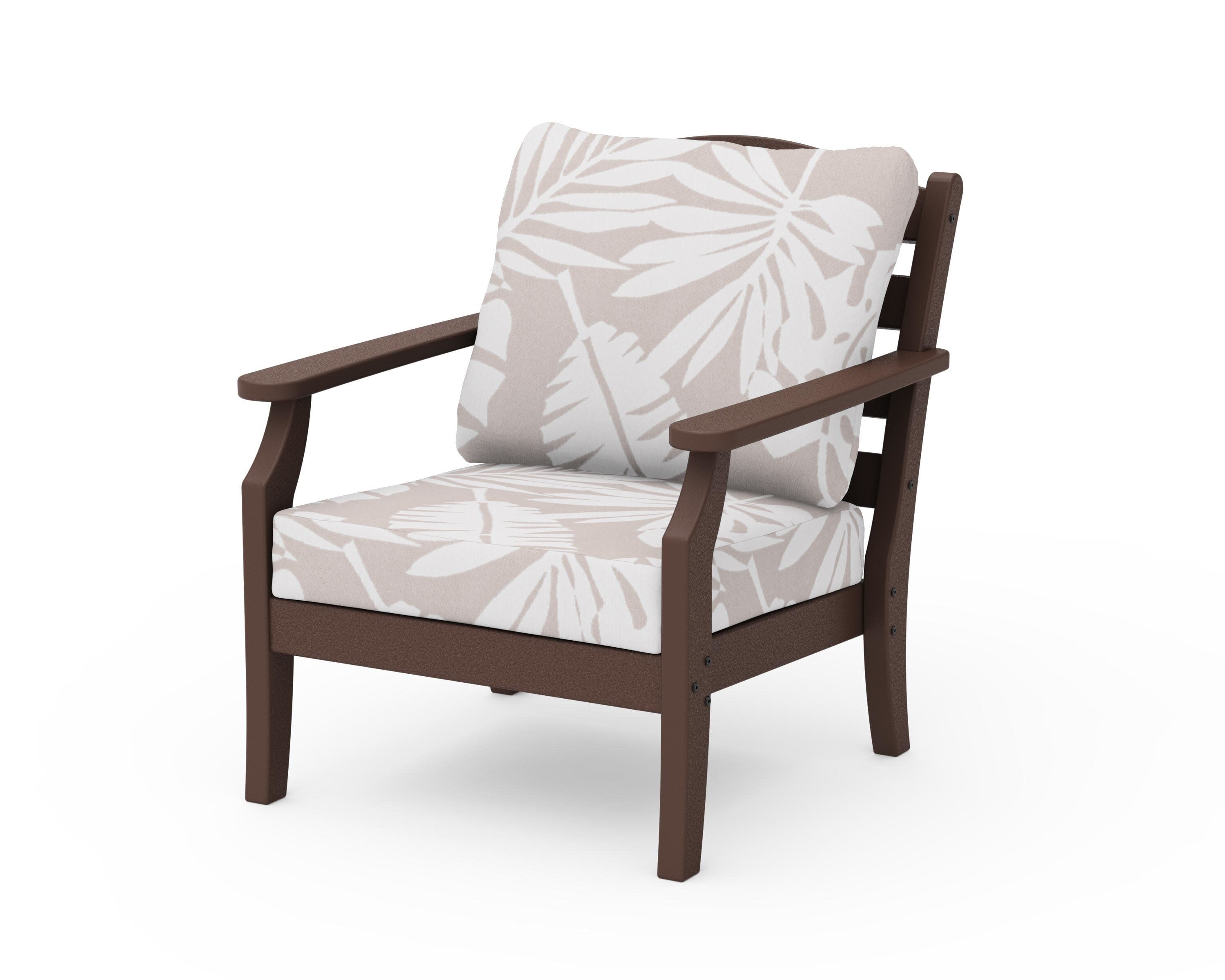 Savannah Deep Seating Chair in Mahogany / Leaf Dune Burlap