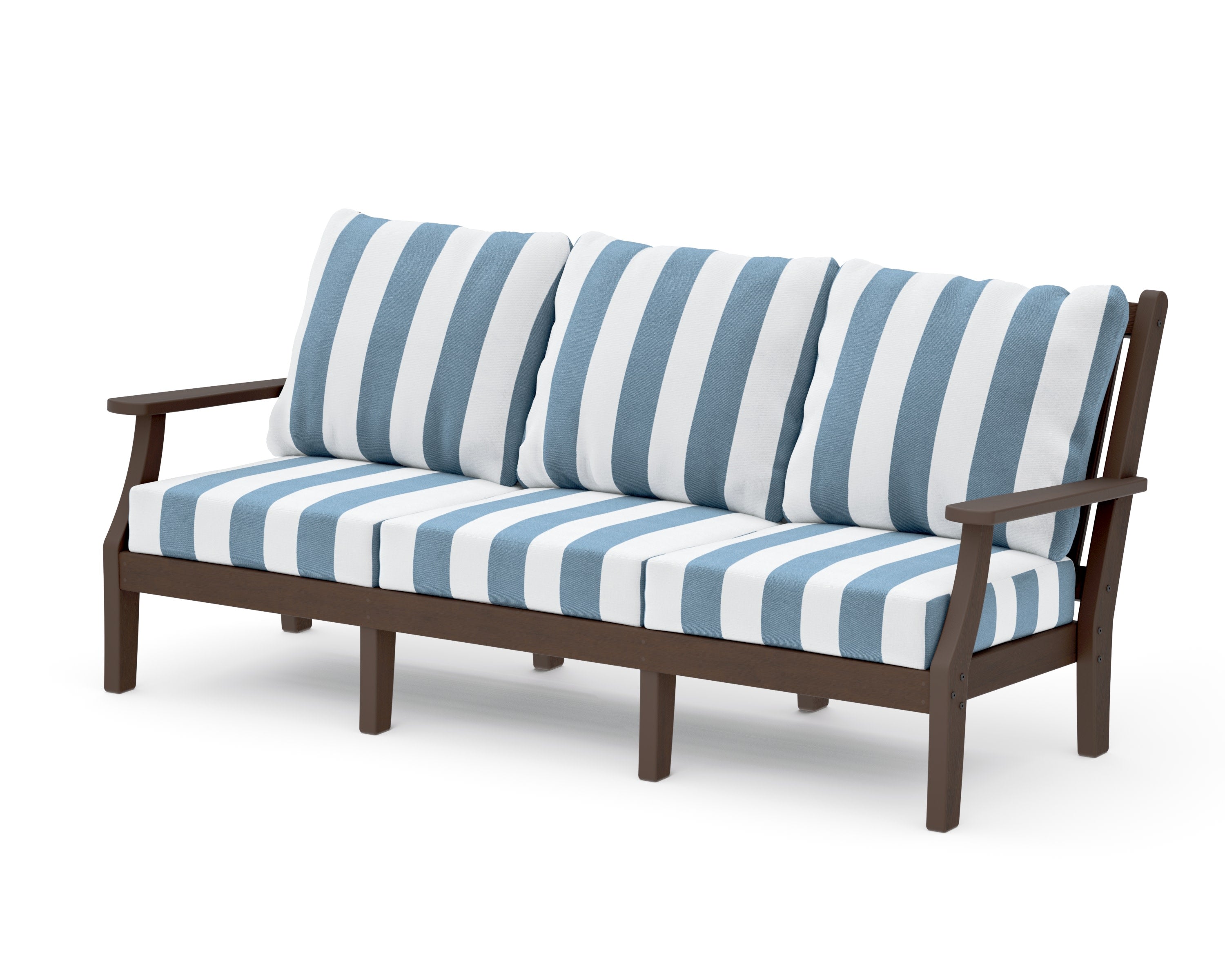 Wovendale Deep Seating Sofa in Kona / Cabana Stripe Sky Blue