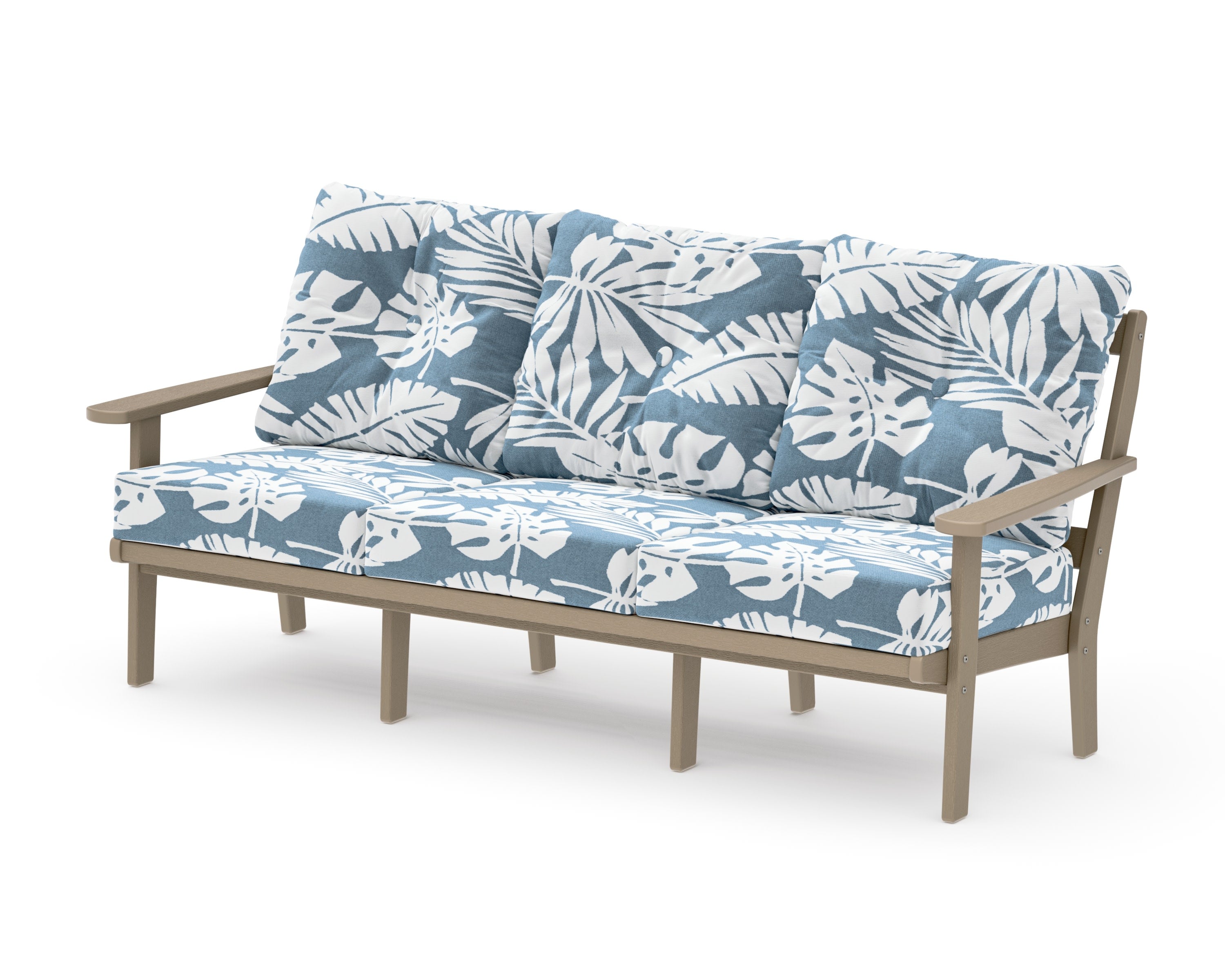 Mission Deep Seating Sofa in Vintage Sahara / Leaf Sky Blue