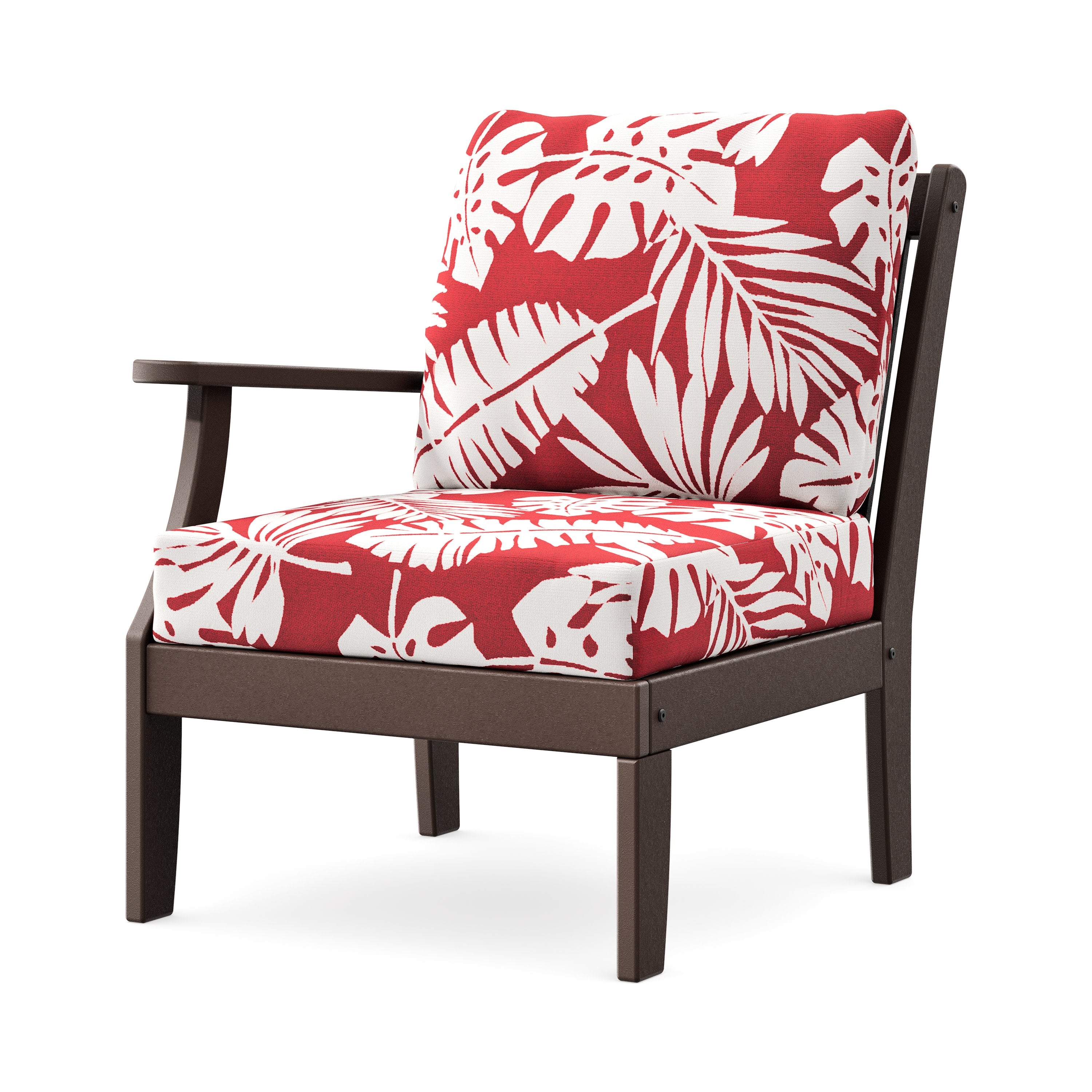 Braxton Modular Left Arm Chair in Mahogany / Leaf Crimson