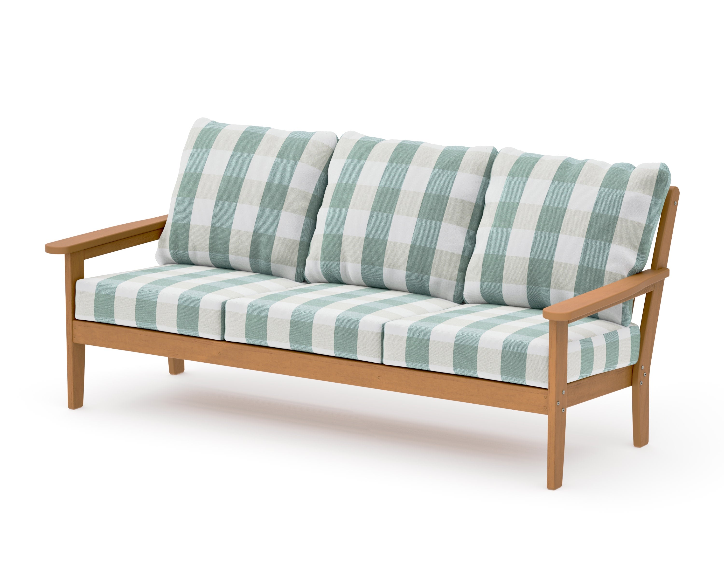Cottage Deep Seating Sofa in Natural / Buffalo Plaid Glacier Spa