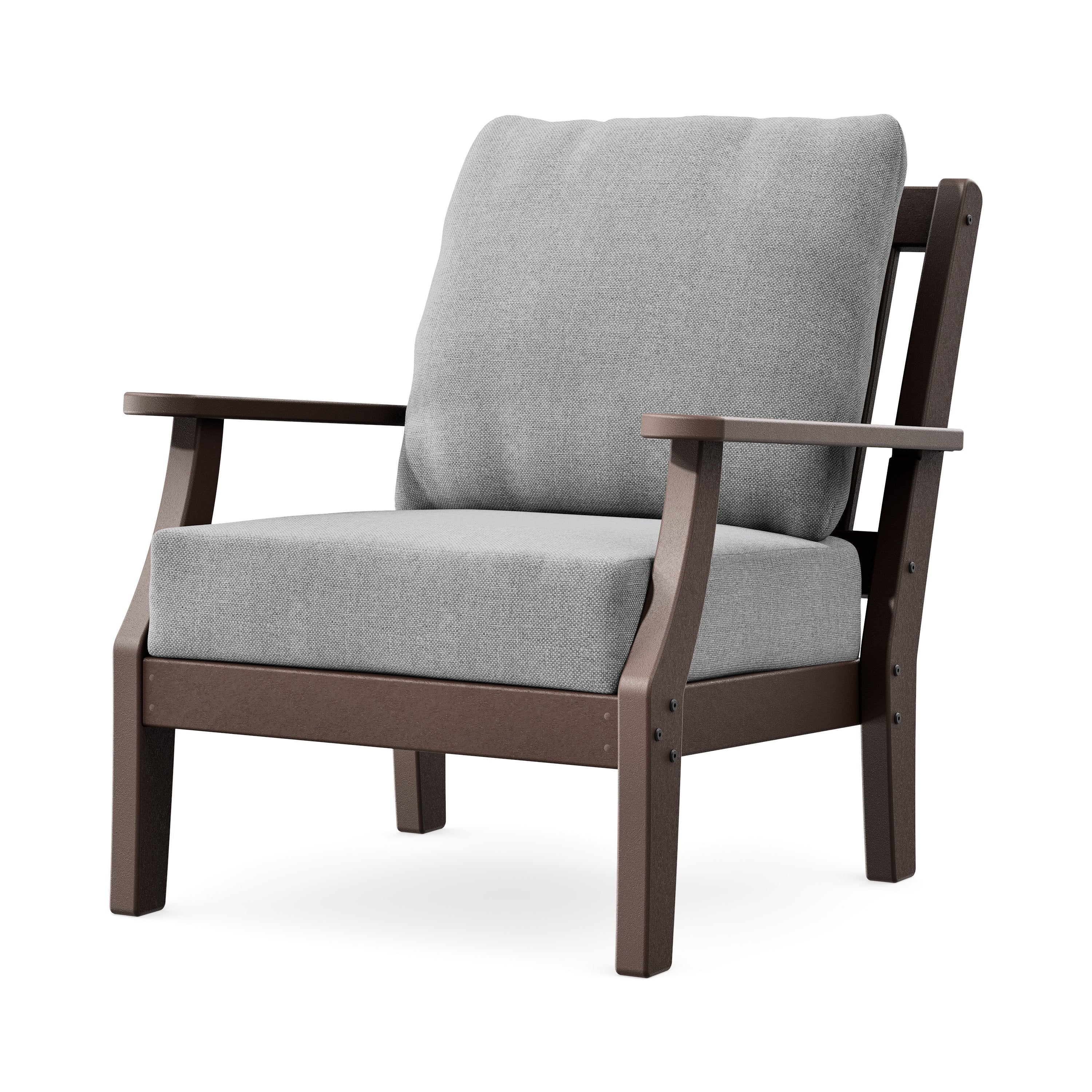 Chinoiserie Deep Seating Chair in Mahogany / Grey Mist
