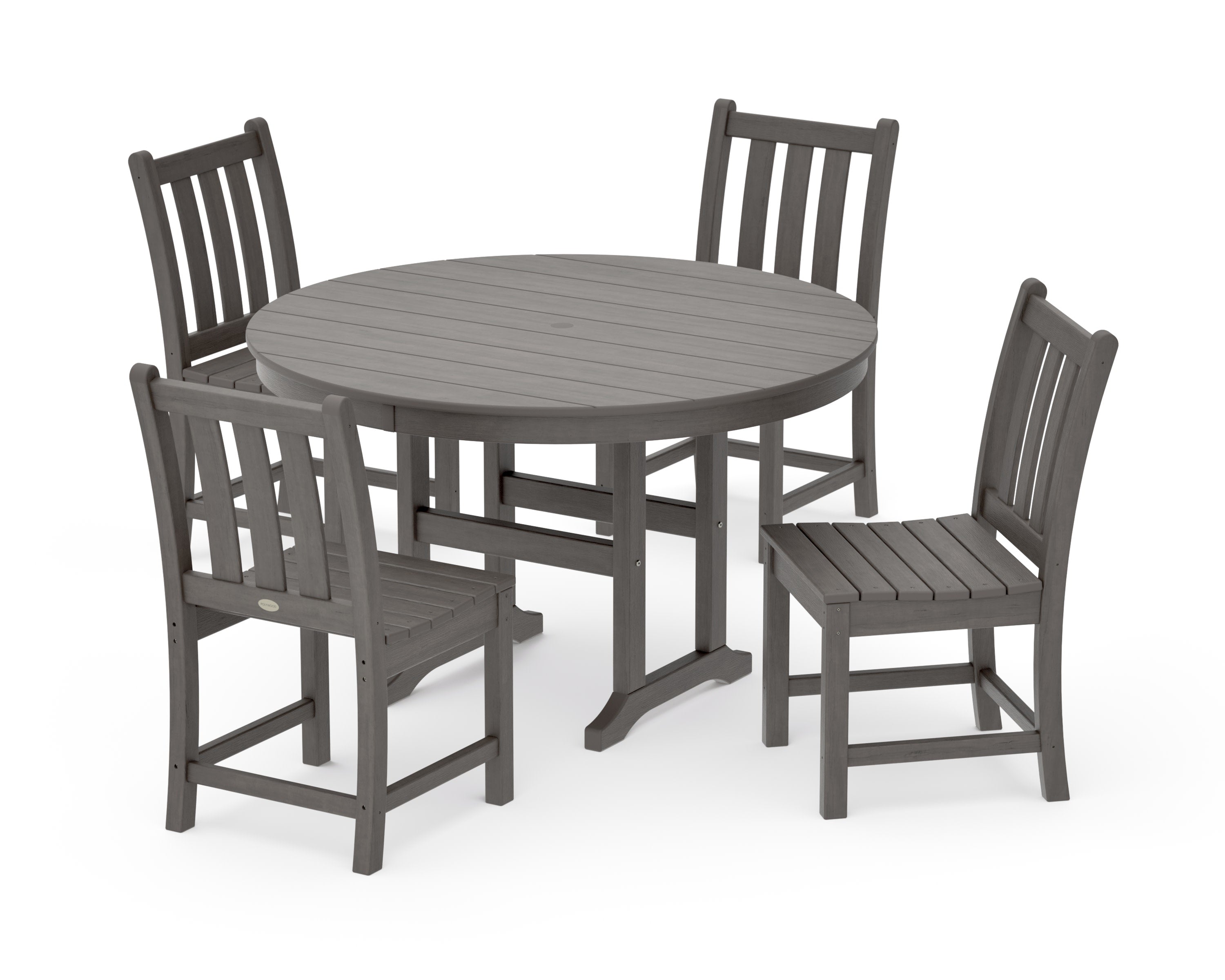 Traditional Garden Side Chair 5-Piece Round Farmhouse Dining Set in Driftwood
