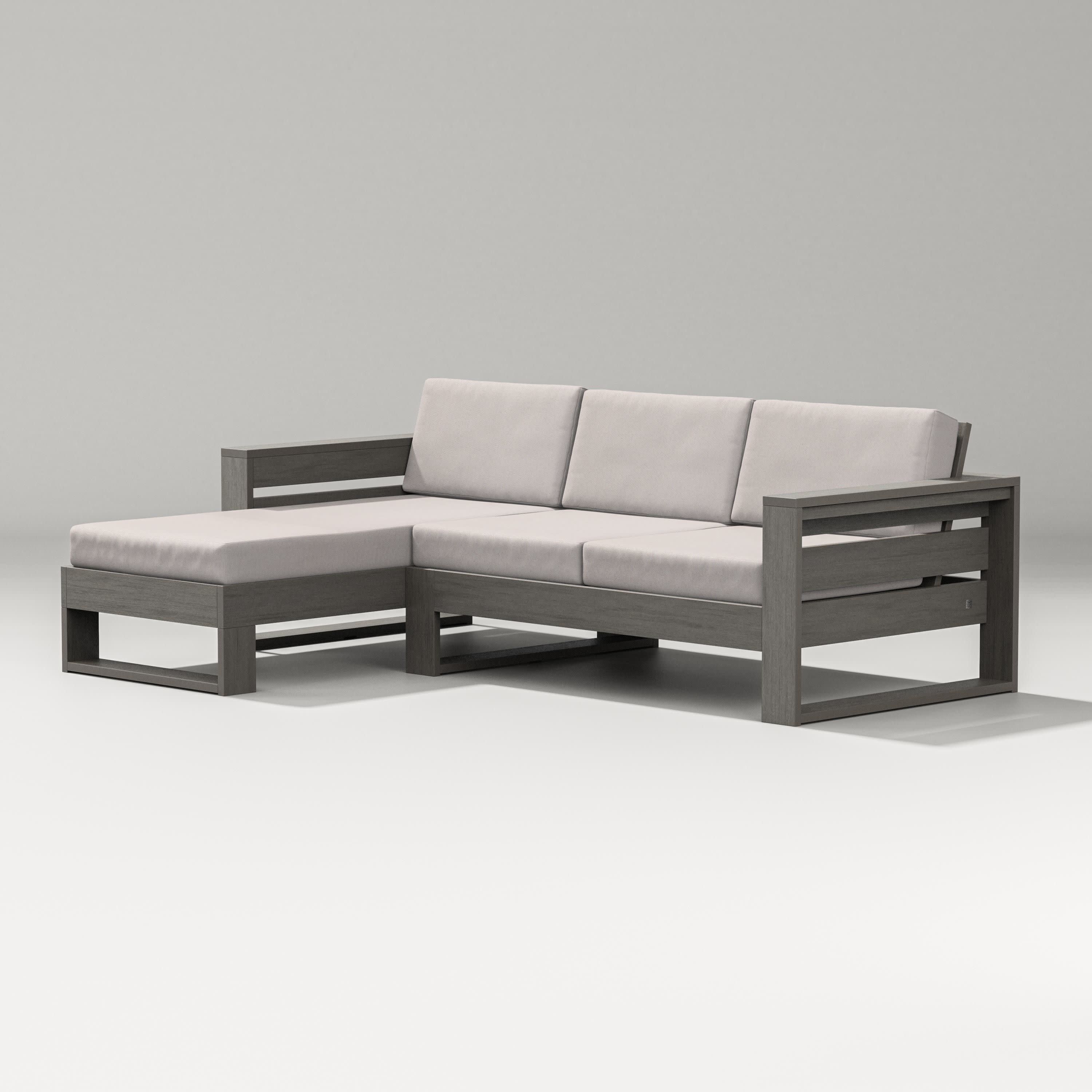 Latitude Left Chaise Sectional in Driftwood / Dune Burlap