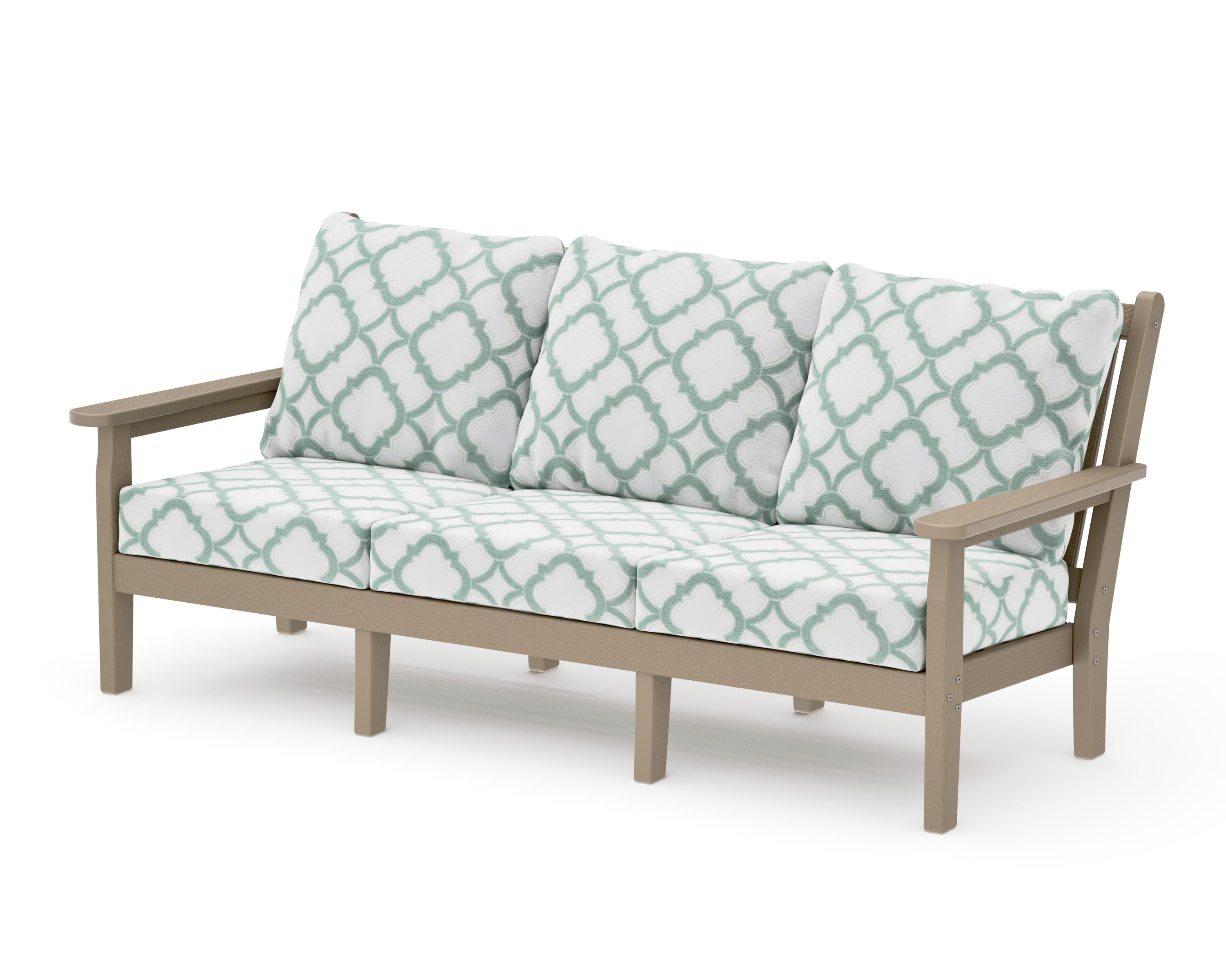 Chippendale Deep Seating Sofa in Vintage Sahara / Trellis Glacier Spa