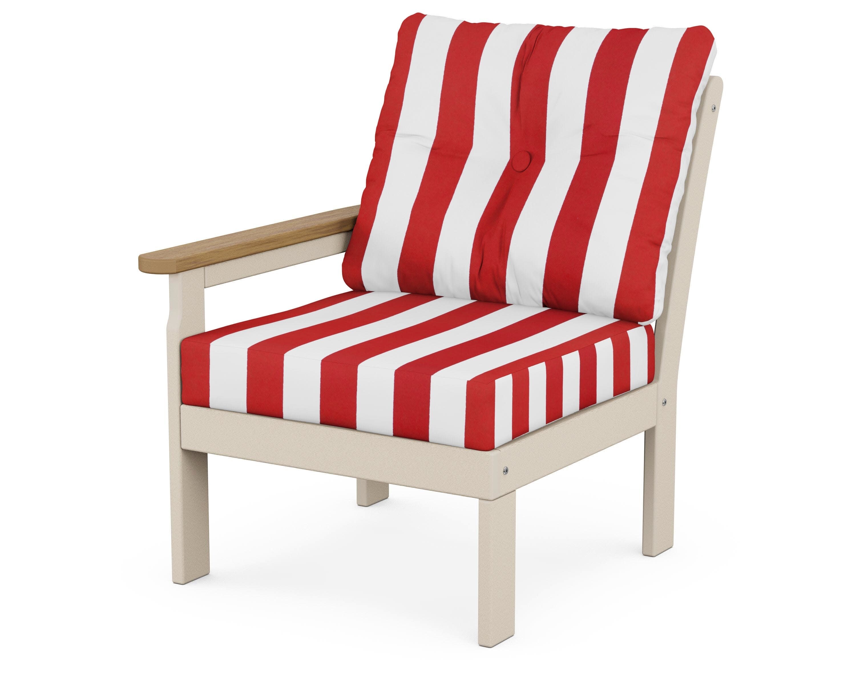Vineyard Modular Left Arm Chair in Sand / Natural / Cabana Stripe Crimson