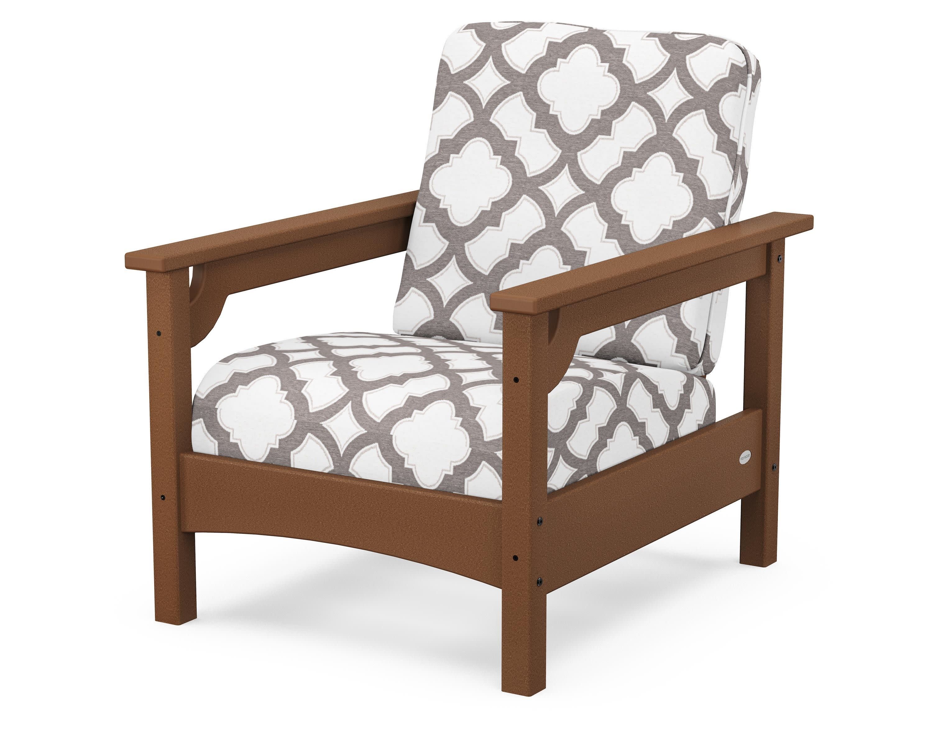 Club Chair in Teak / Trellis Grey Mist