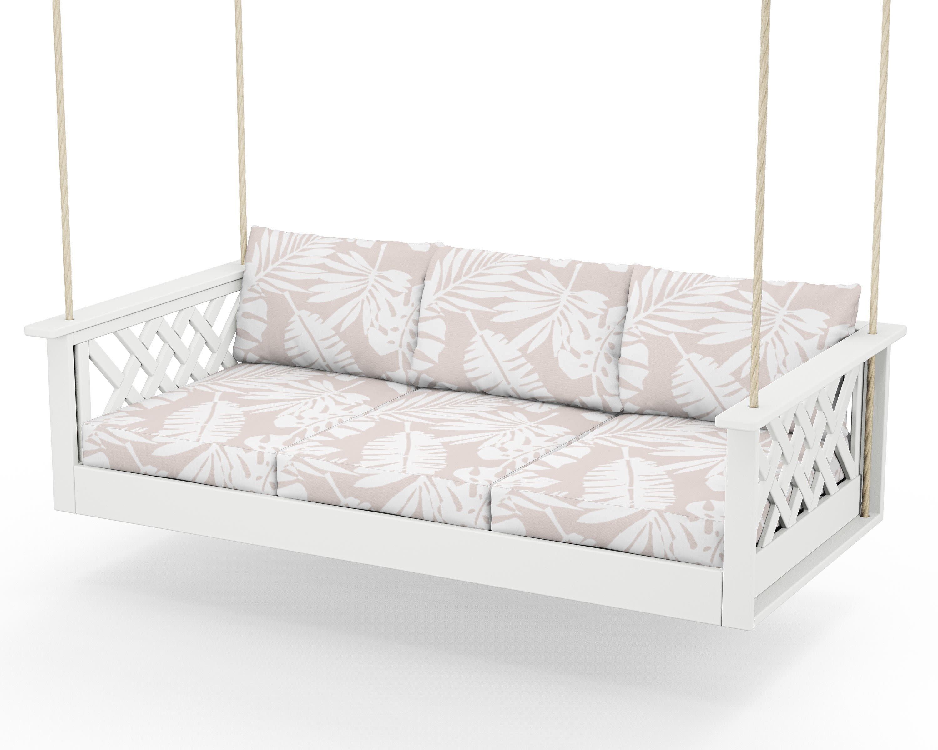Wovendale Daybed Swing in White / Leaf Dune Burlap
