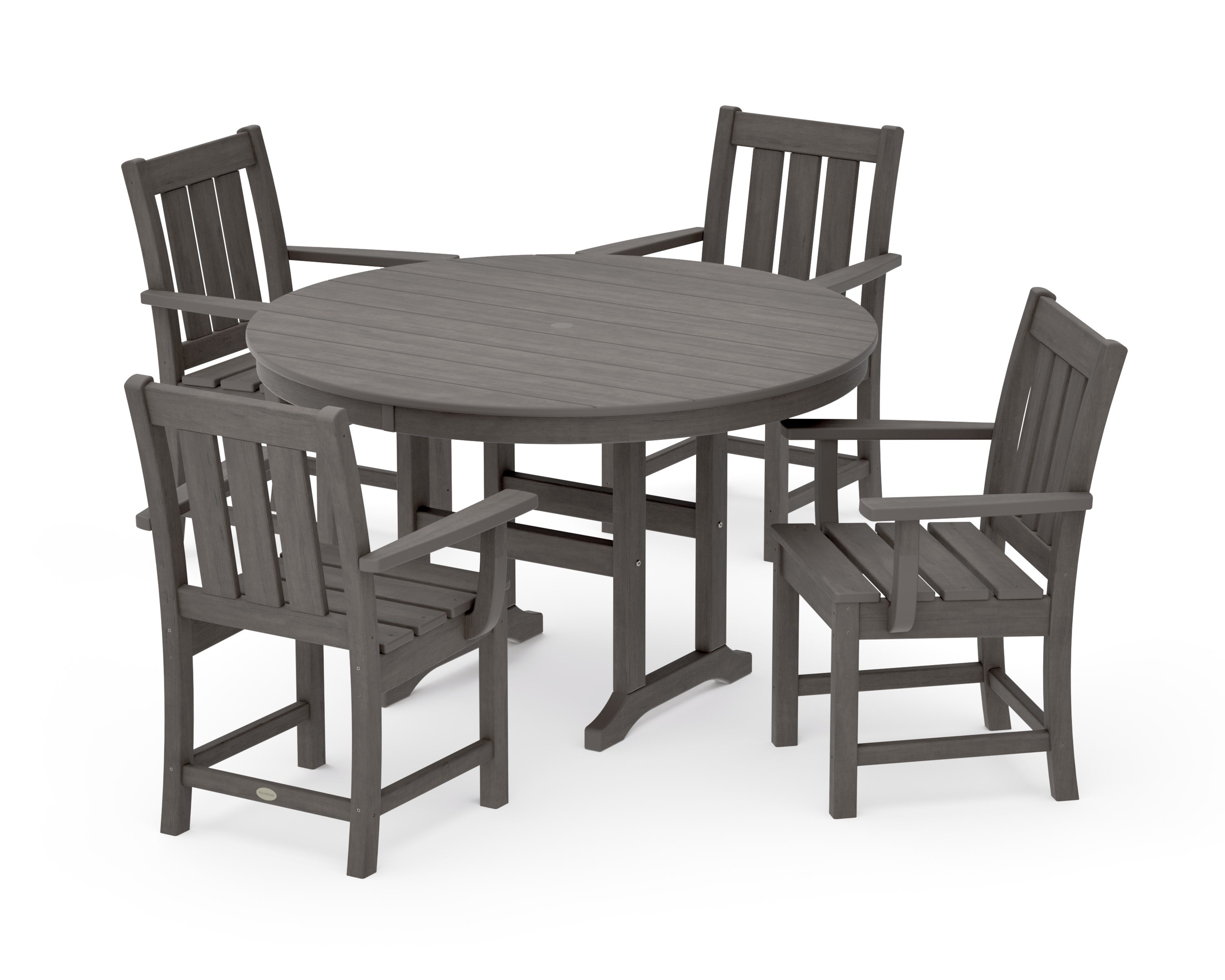 Oxford 5-Piece Round Farmhouse Dining Set in Driftwood