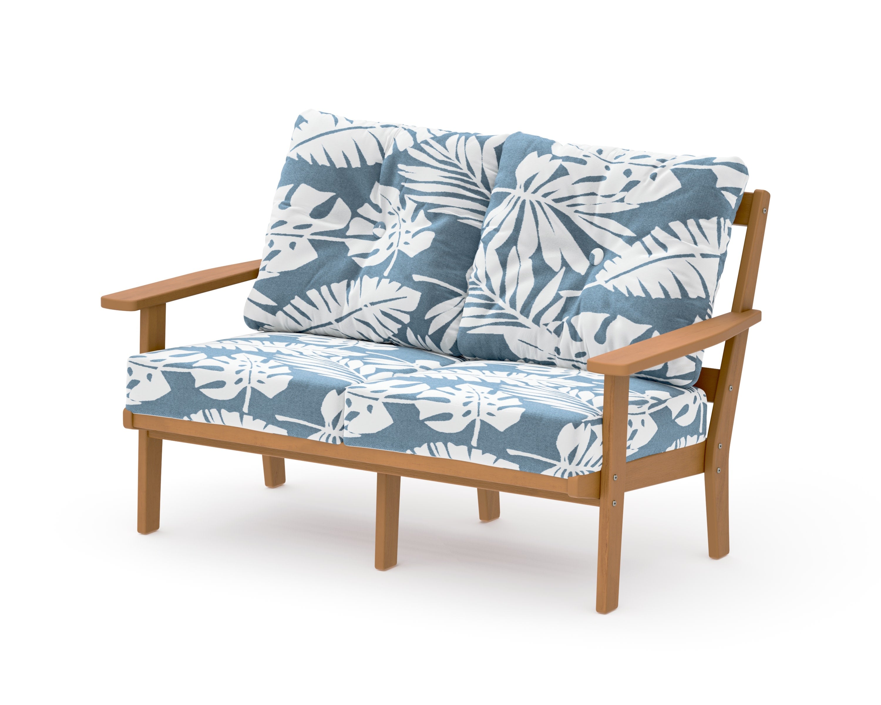 Oxford Deep SeatingLoveseat in Natural / Leaf Sky Blue