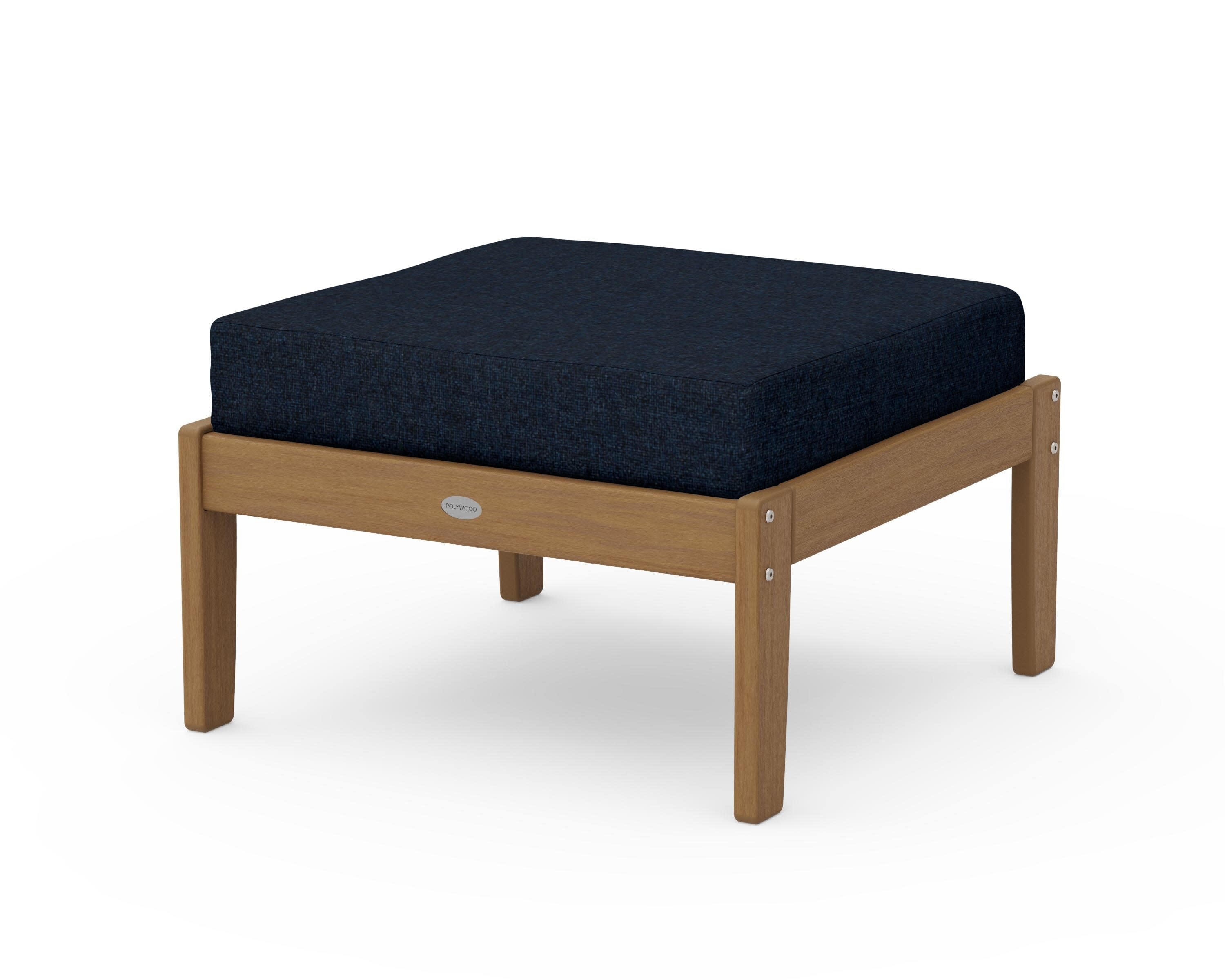 Braxton Deep Seating Ottoman in Natural / Marine Indigo