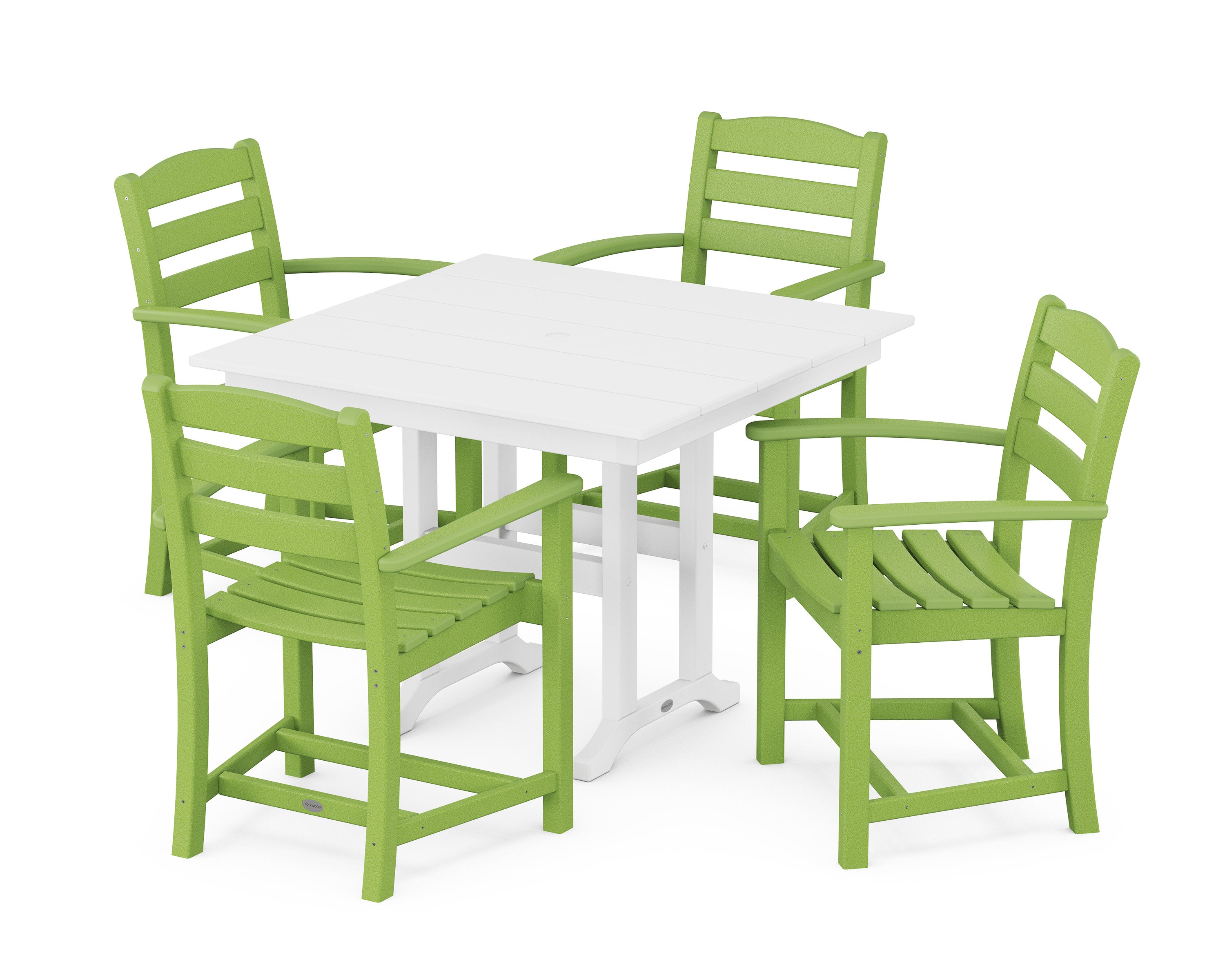 La Casa Caf 5-Piece Farmhouse Dining Set in Lime / White
