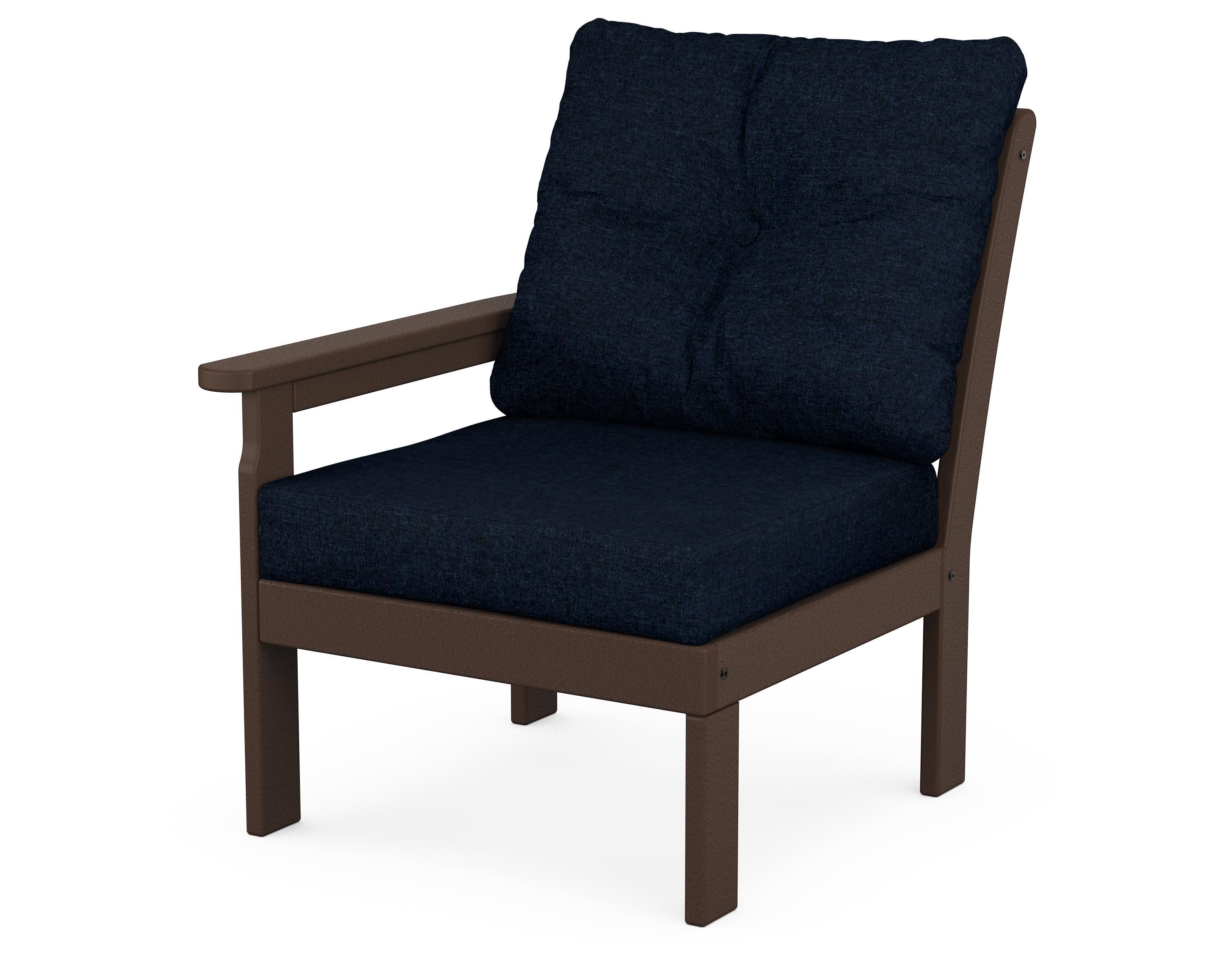 Vineyard Modular Left Arm Chair in Mahogany / Marine Indigo