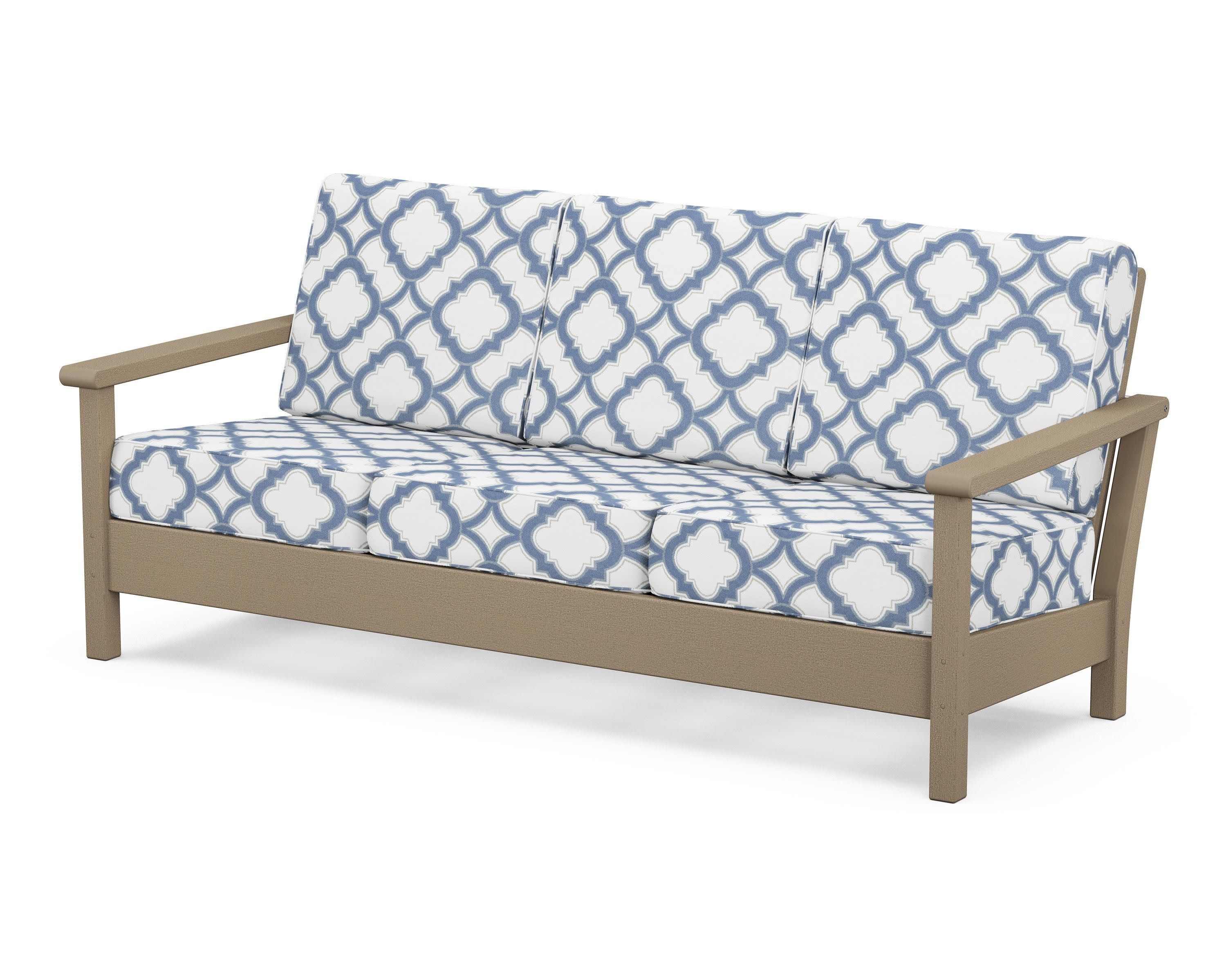 Harbour Deep Seating Sofa in Vintage Sahara / Trellis Sky Blue