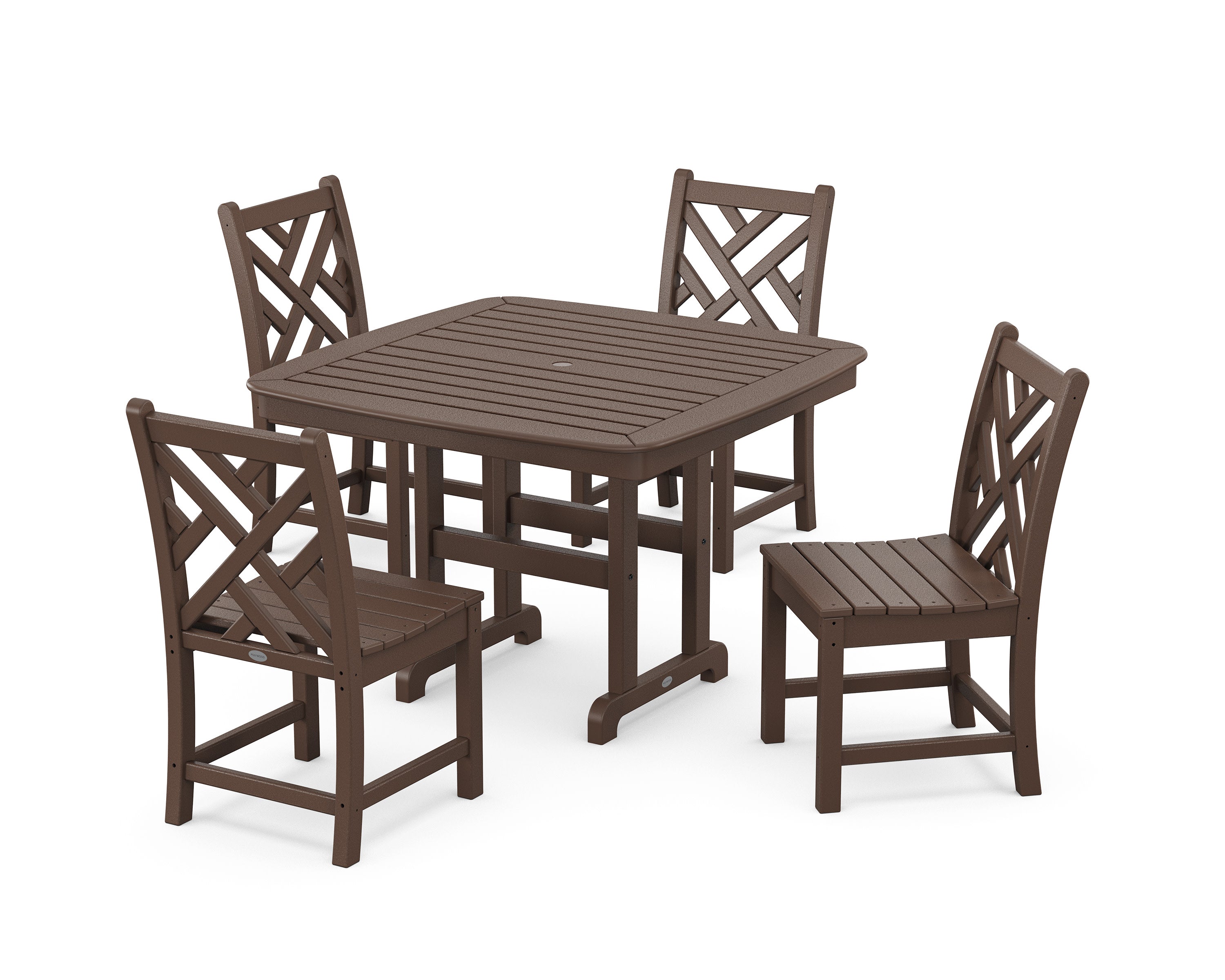 Chippendale Side Chair 5-Piece Dining Set with Trestle Legs in Mahogany