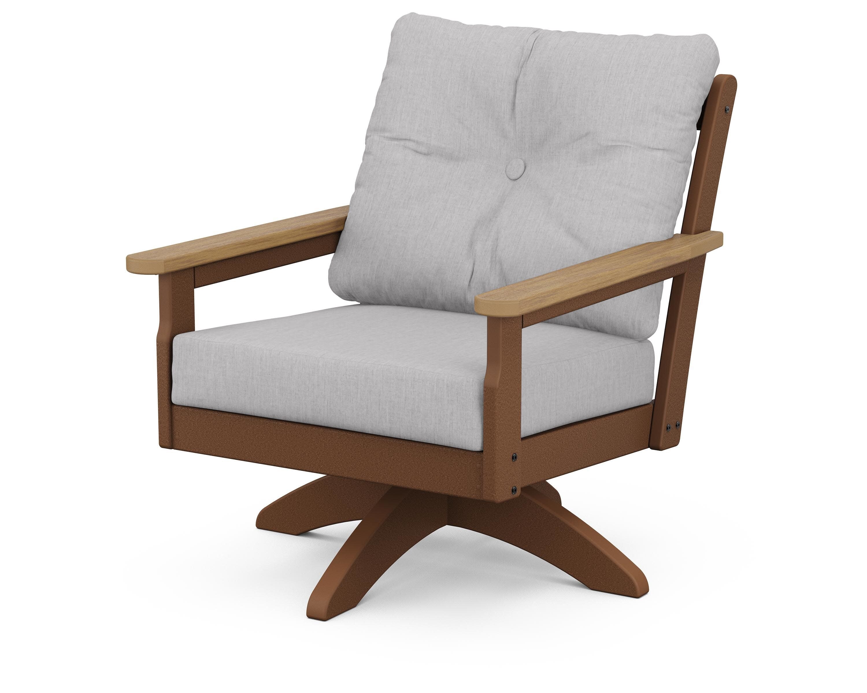 Vineyard Deep Seating Swivel Chair in Teak / Natural / Granite
