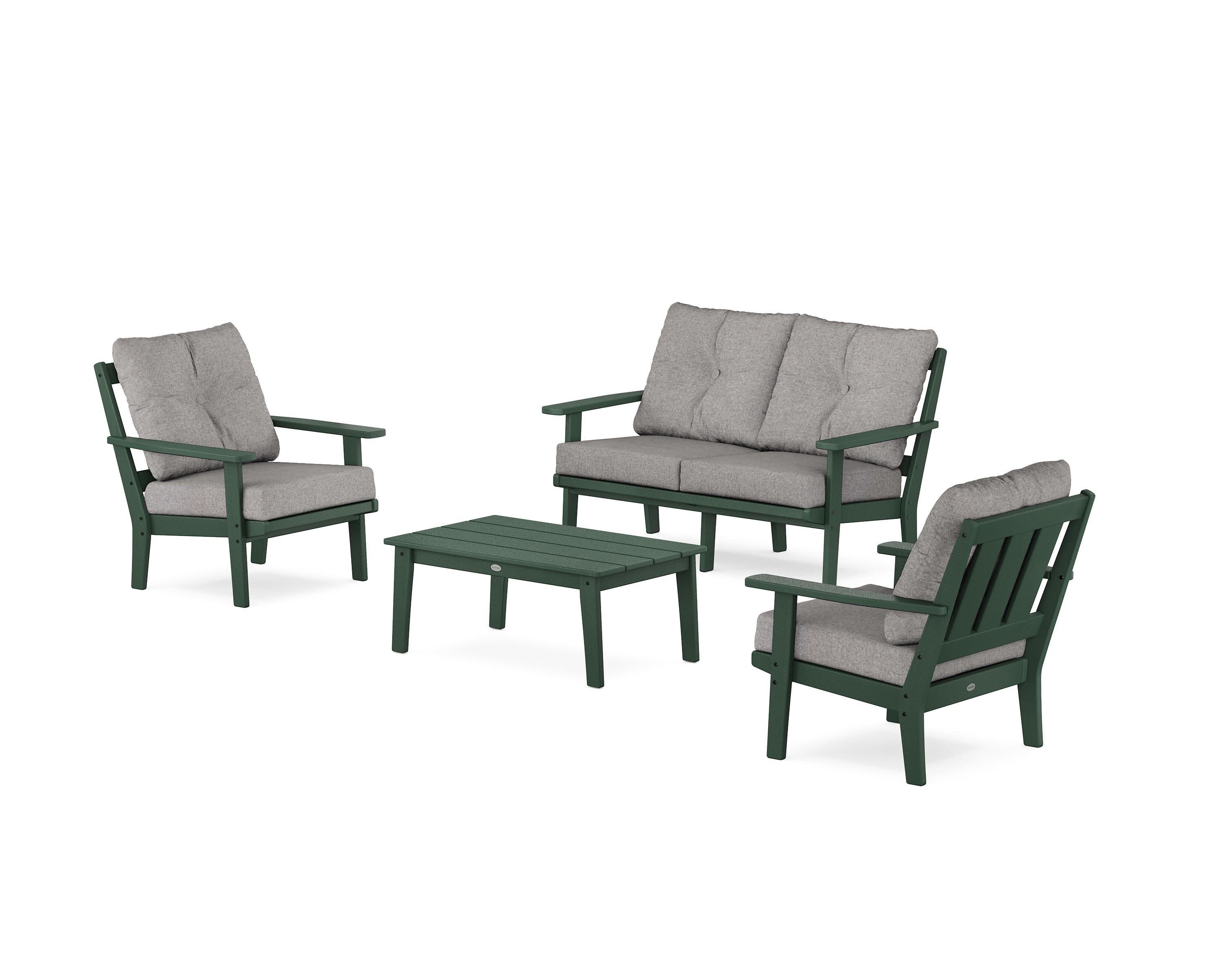 Oxford 4-Piece Deep Seating Set with Loveseat in Green / Grey Mist