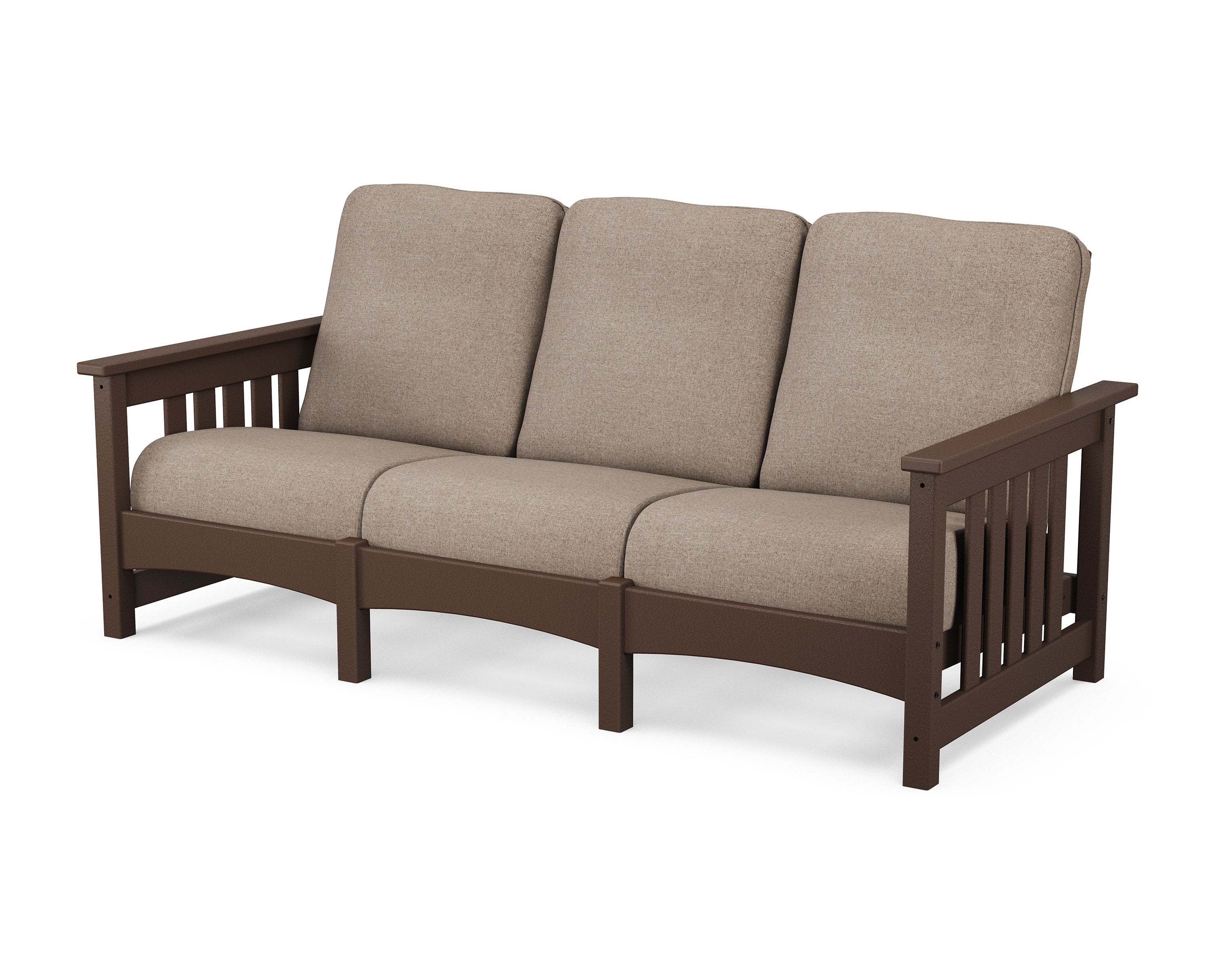 Club Mission Sofa in Mahogany / Spiced Burlap
