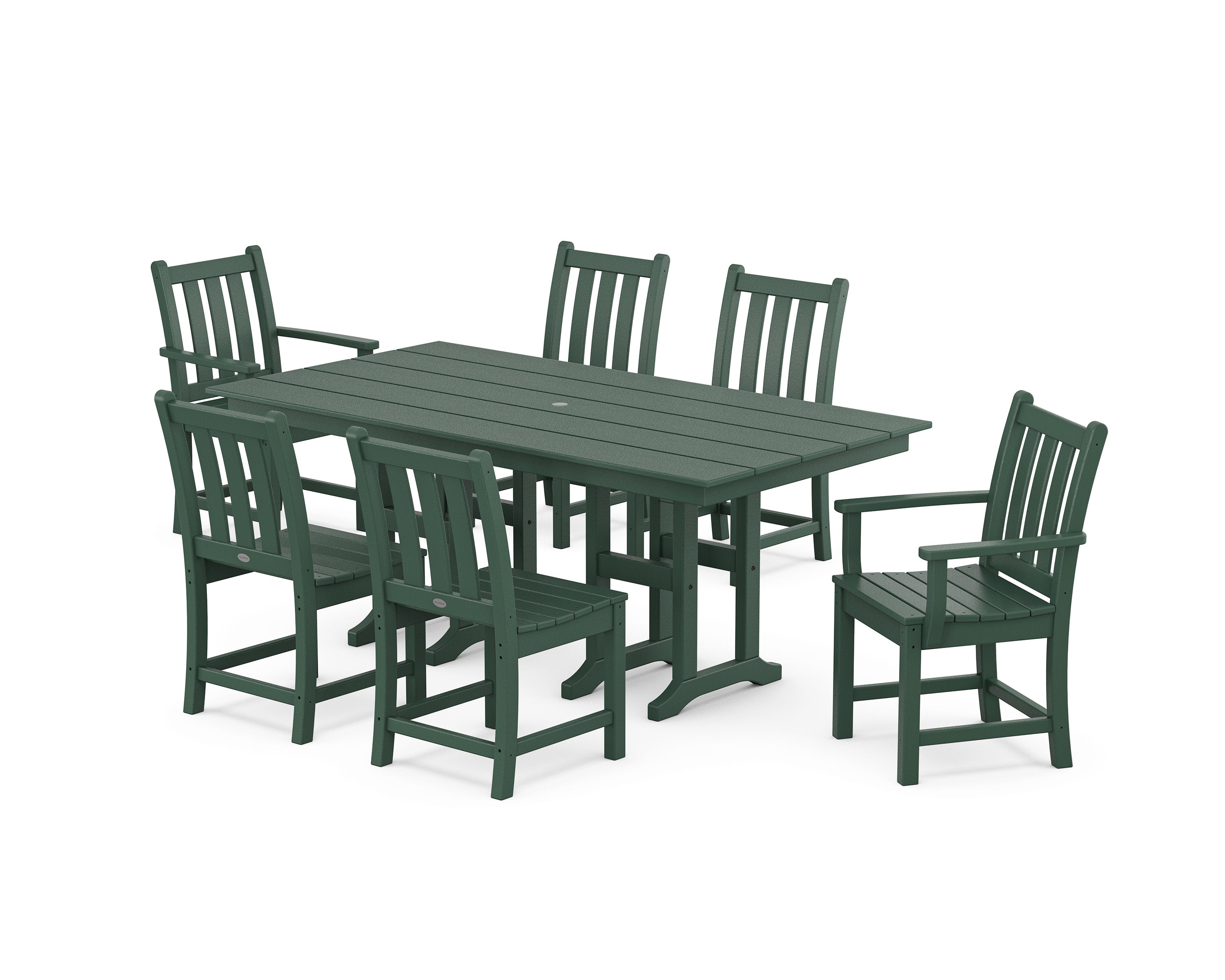 Traditional Garden 7-Piece Farmhouse Dining Set in Green