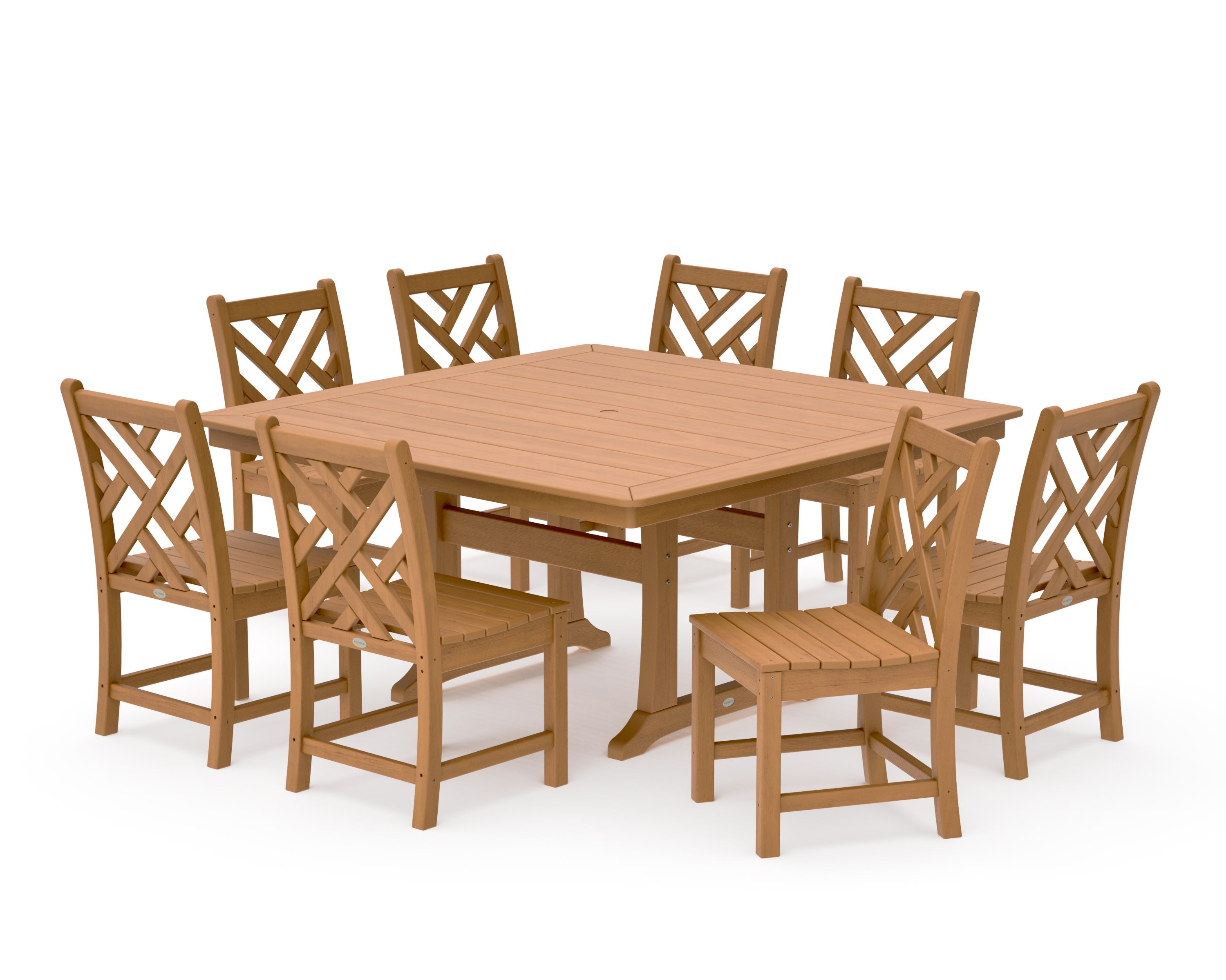 Chippendale 9-Piece Nautical Trestle Dining Set in Natural