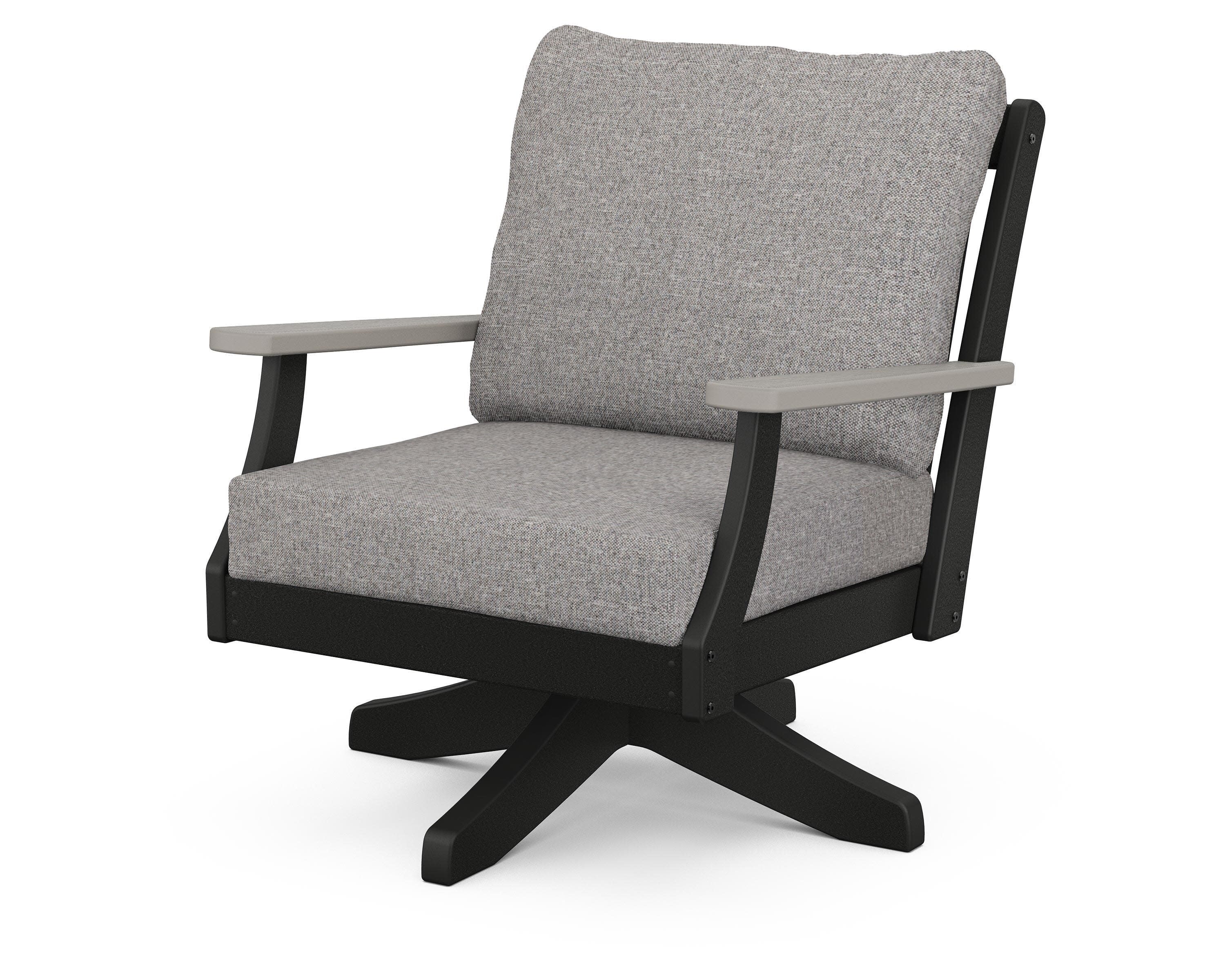 Braxton Deep Seating Swivel Chair in Black / Driftwood / Grey Mist