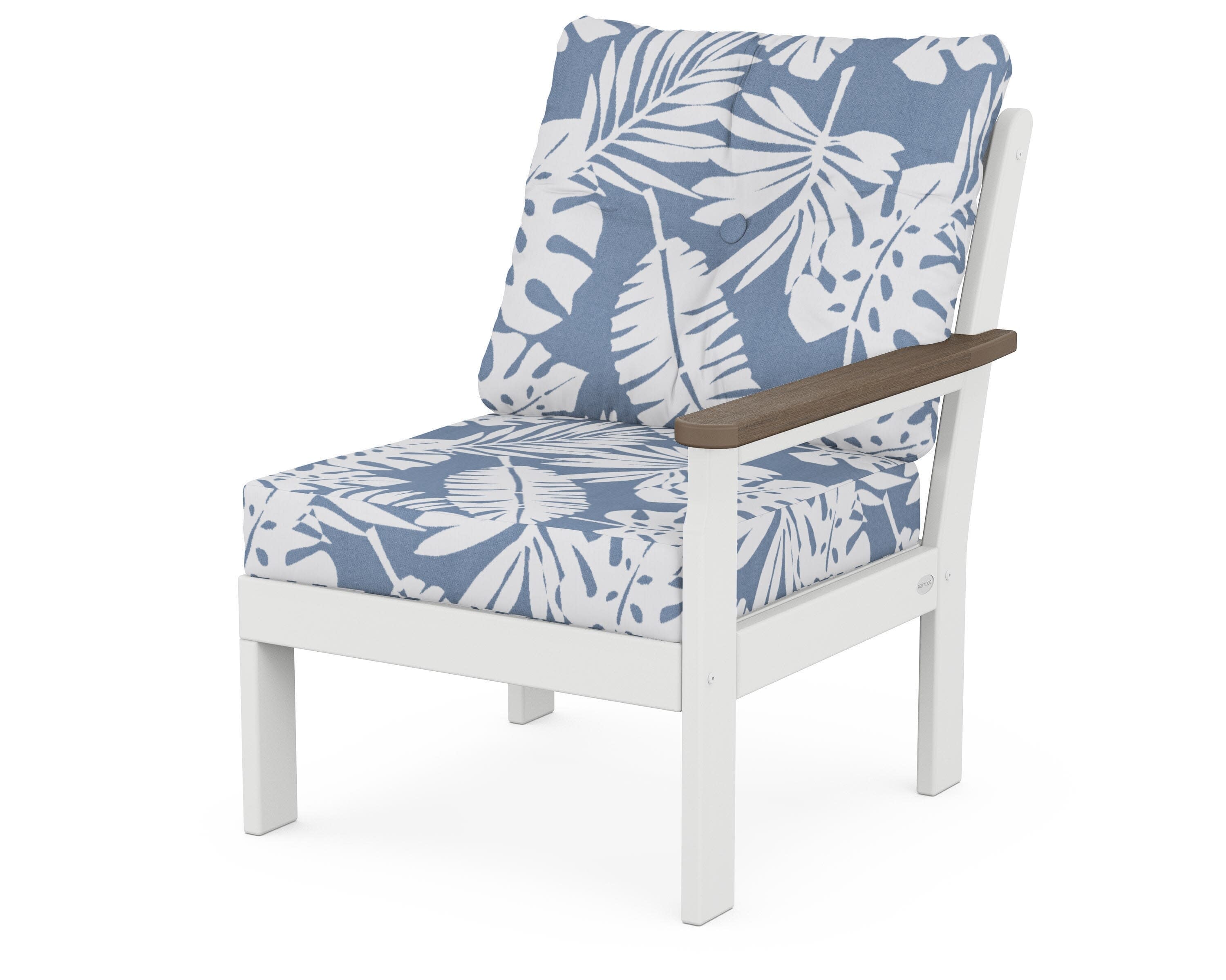 Vineyard Modular Right Arm Chair in White / Kona / Leaf Sky Blue