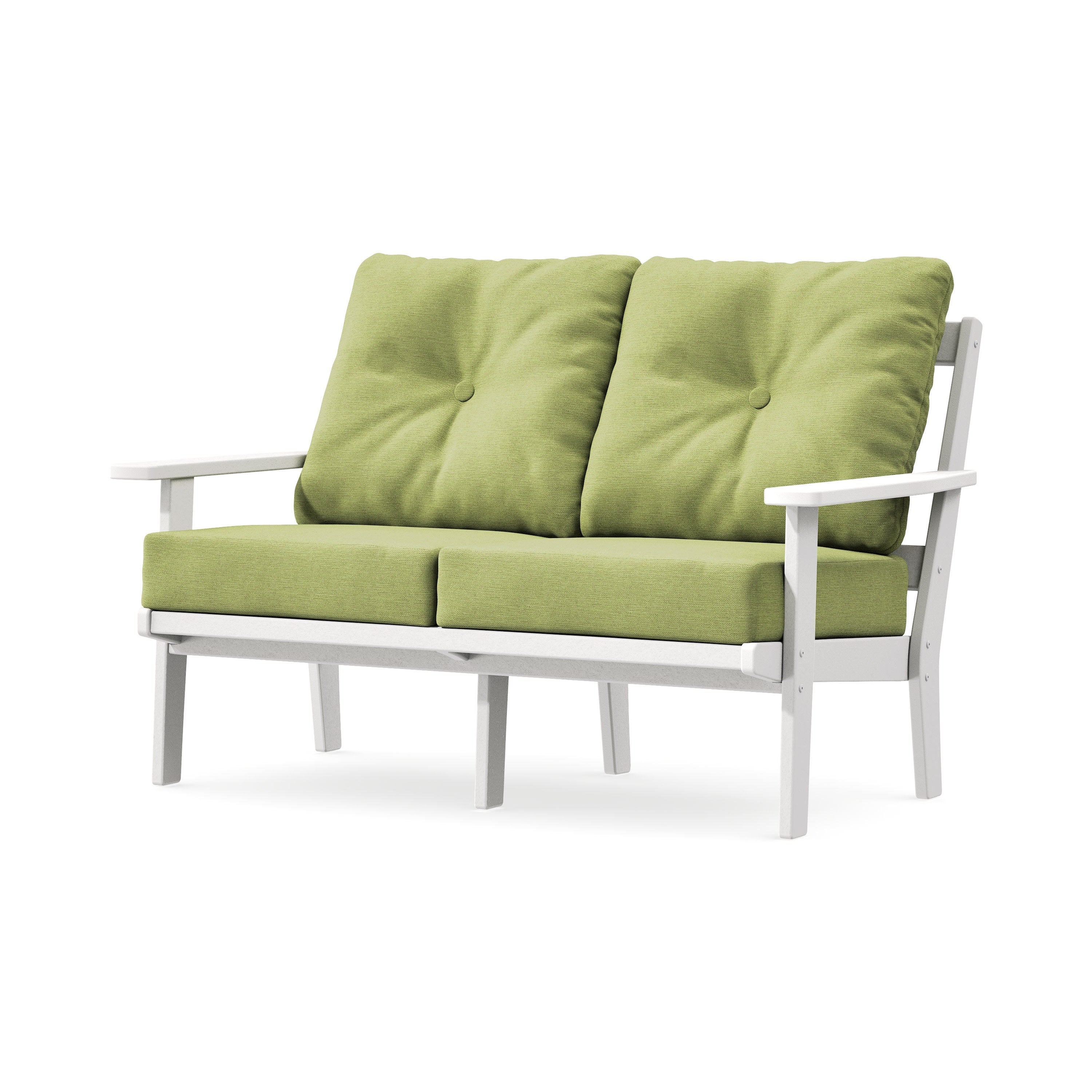 Prairie Deep SeatingLoveseat in White / Chartreuse Boucle