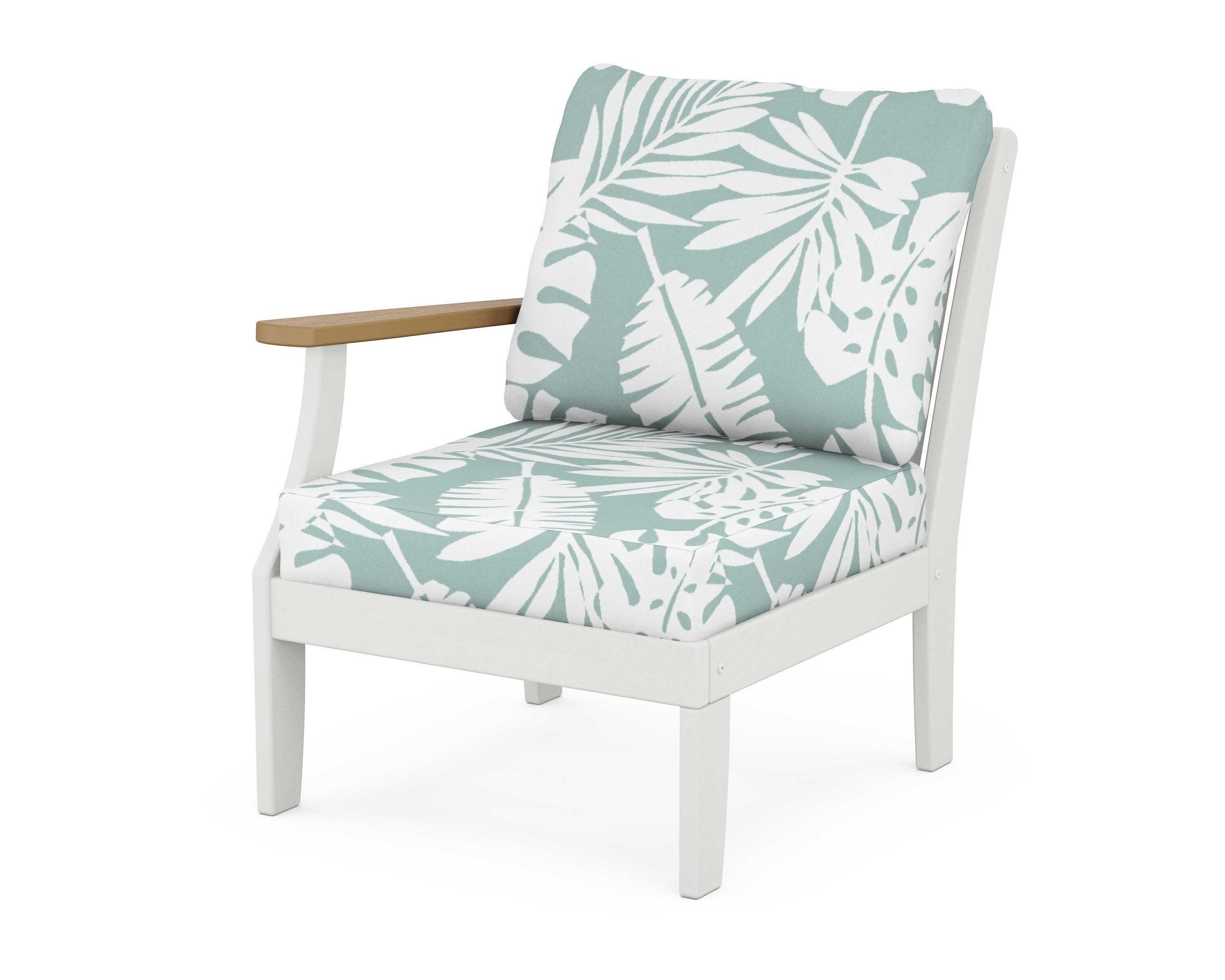 Braxton Modular Left Arm Chair in White / Natural / Leaf Glacier Spa