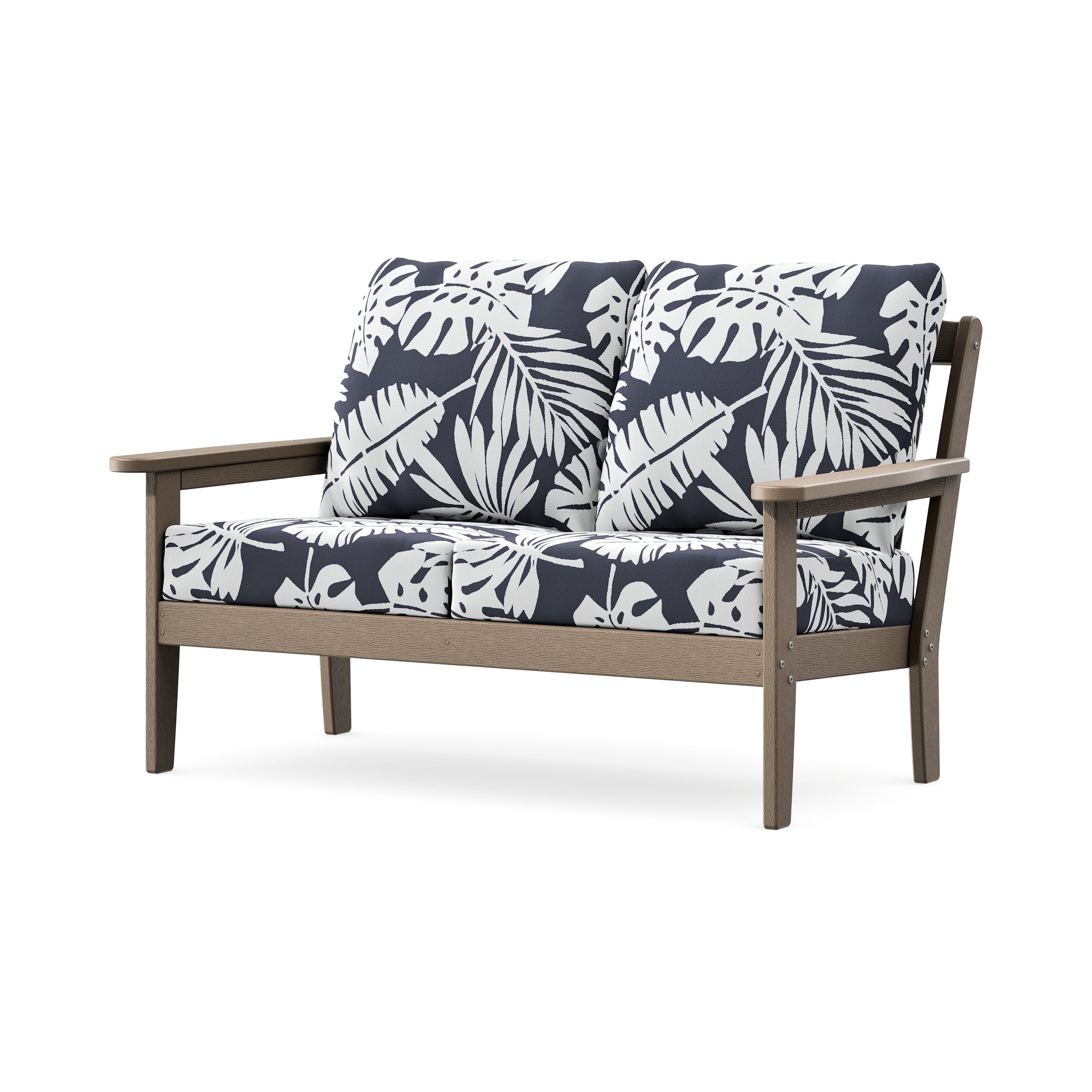 Cottage Deep Seating Loveseat in Vintage Sahara / Leaf Navy